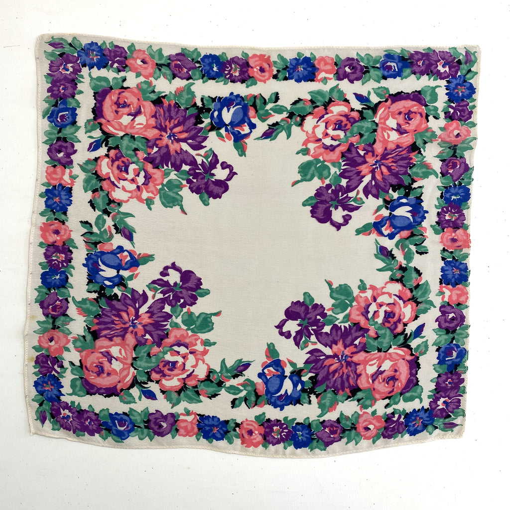Multicolour Floral Silky Hankies x3