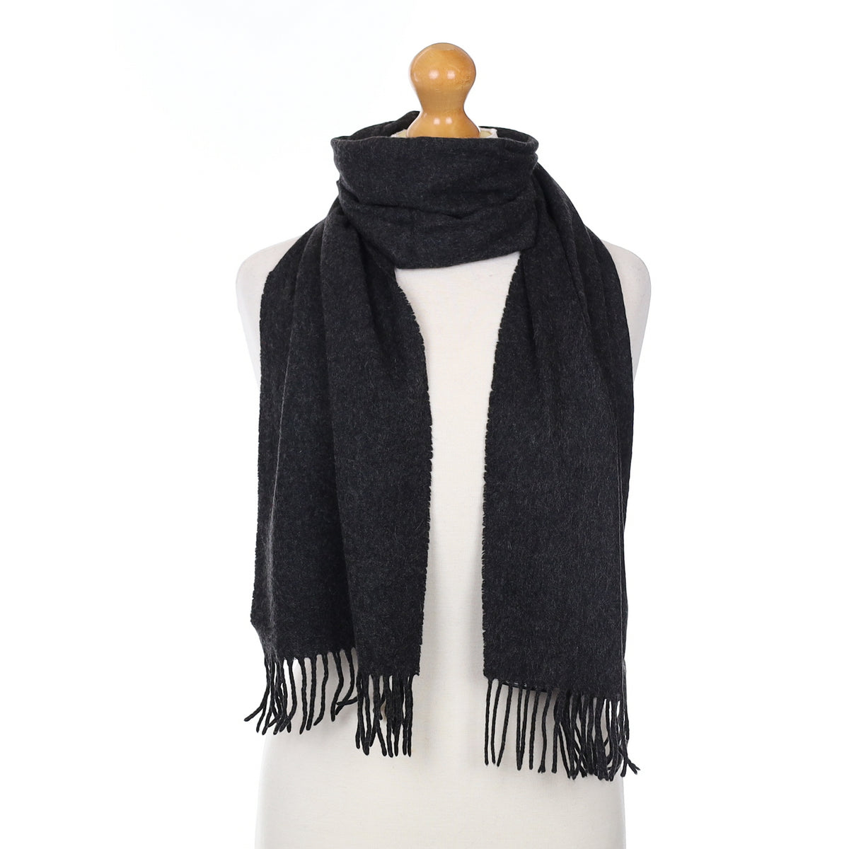 Charcoal Grey Cashmere Woven Scarf