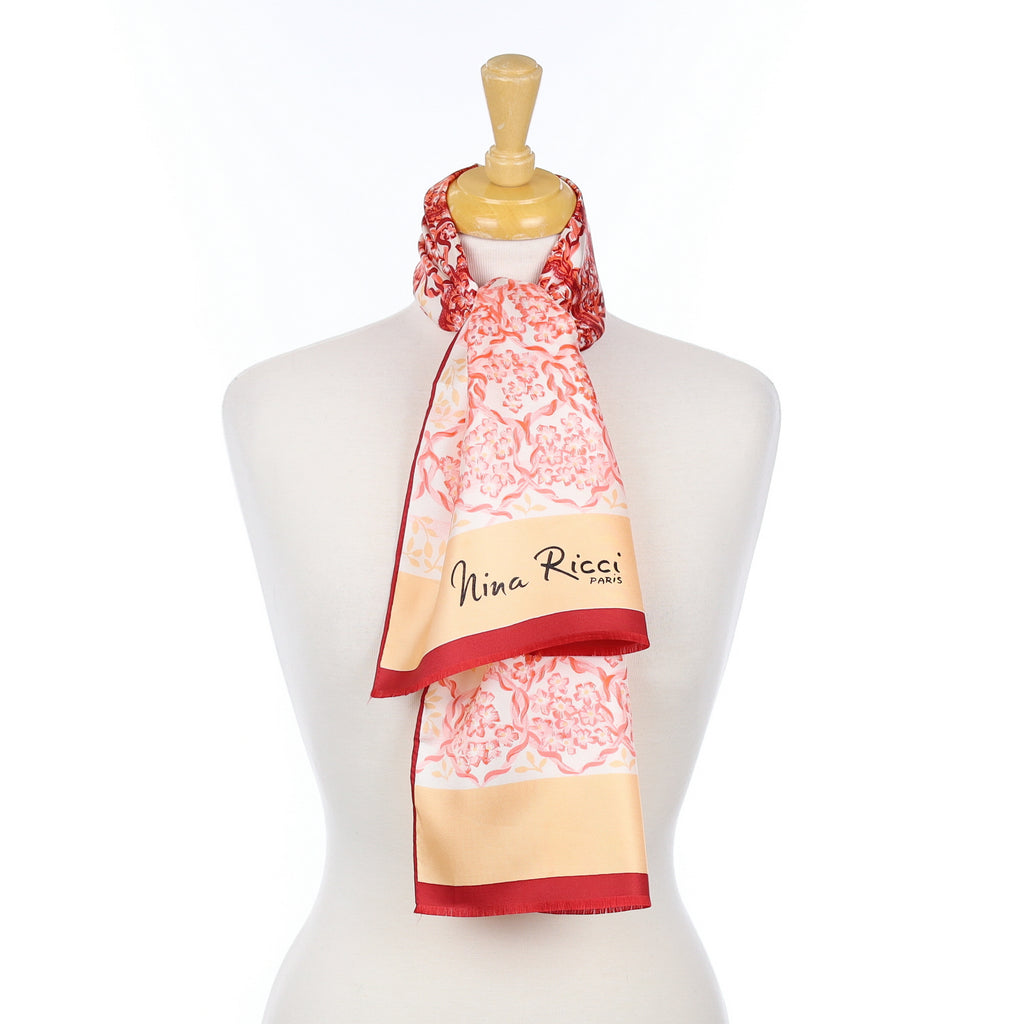 Nina Ricci Long Floral Vintage Silk Scarf