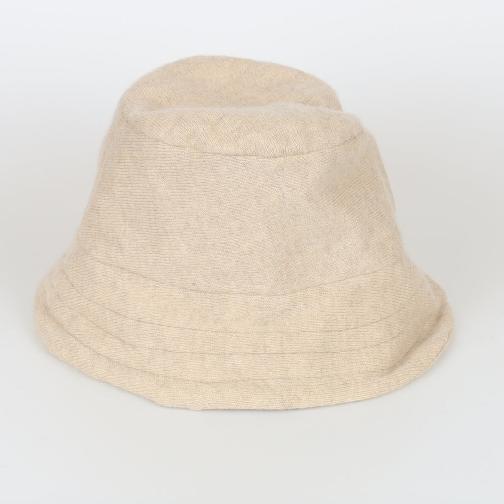 Scarlet Red and Sand Beige Reversible Cashmere Bucket Hat Medium