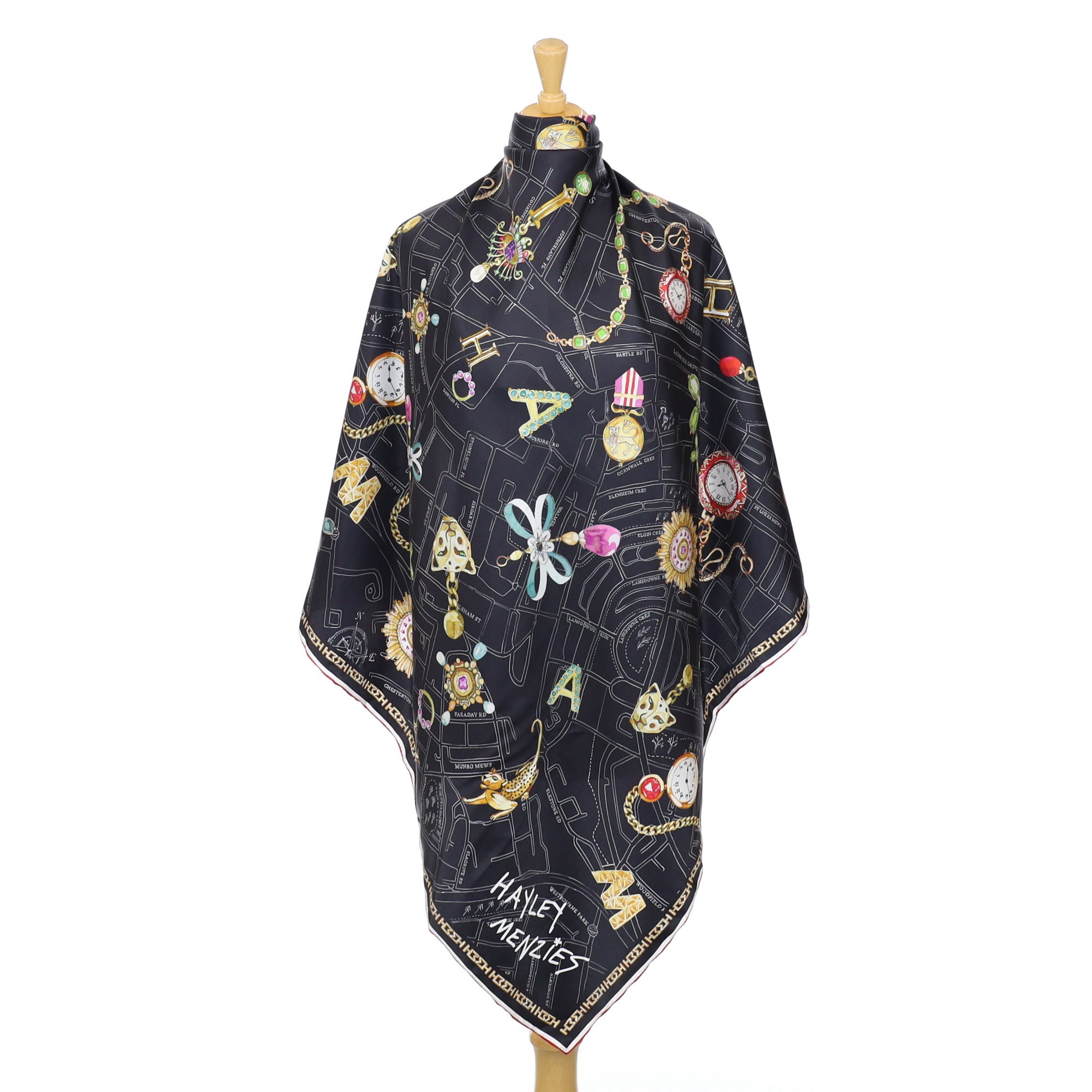 Brand New Hayley Menzies Black Designer Silk Scarf