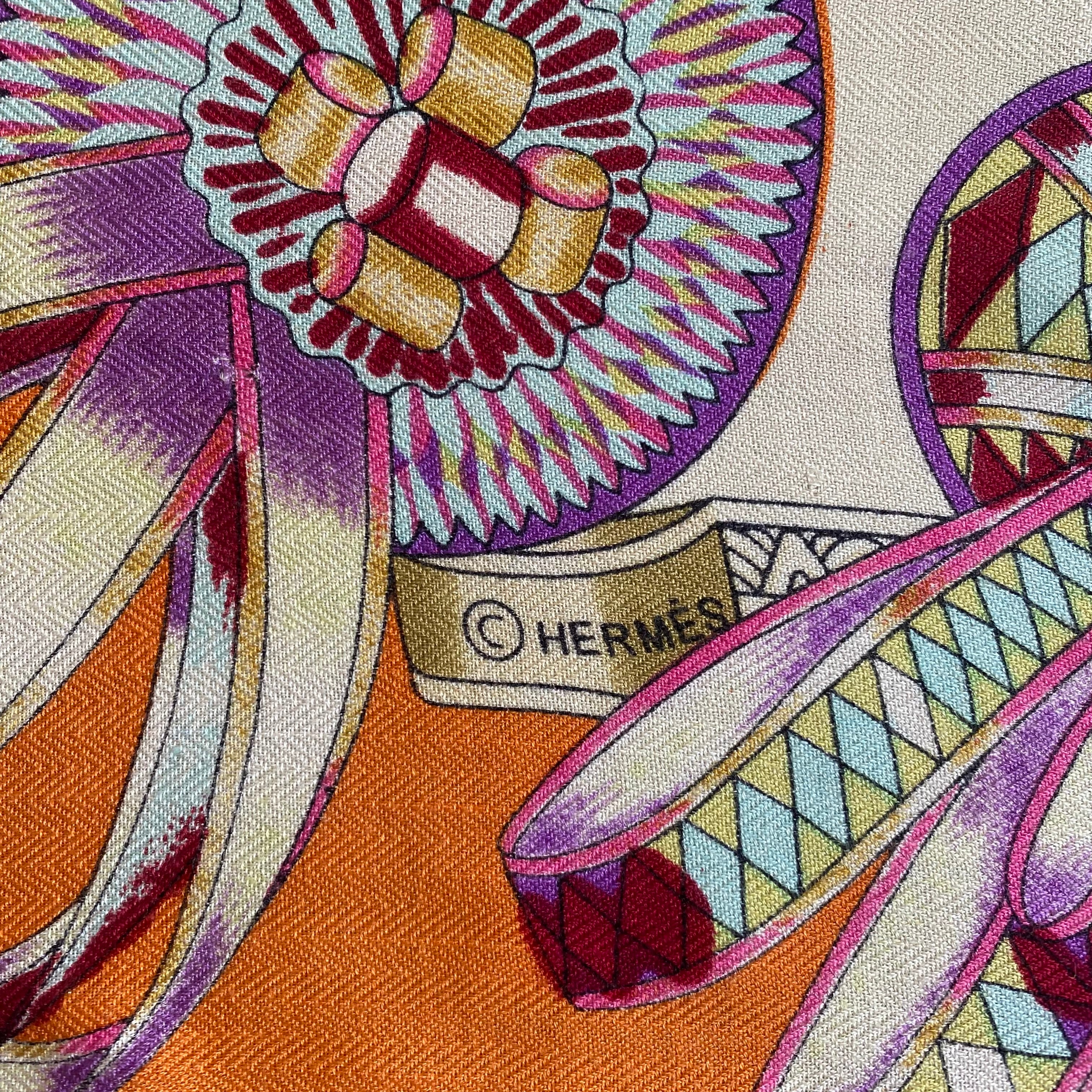 Hermès Les Rubans du Cheval Silk and Cashmere 120 Scarf