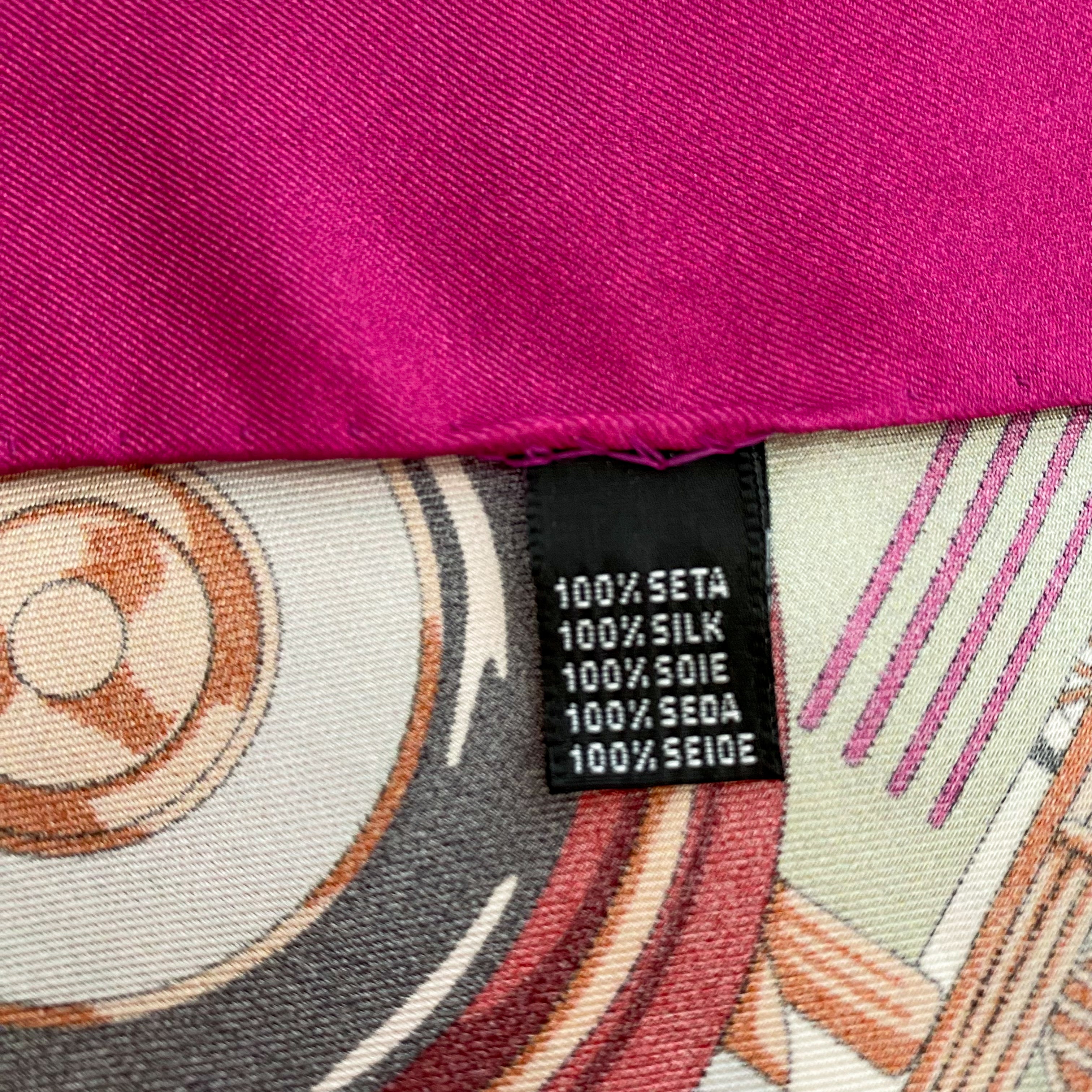Vintage Car Design Pink and Green Italian Silk Scarf