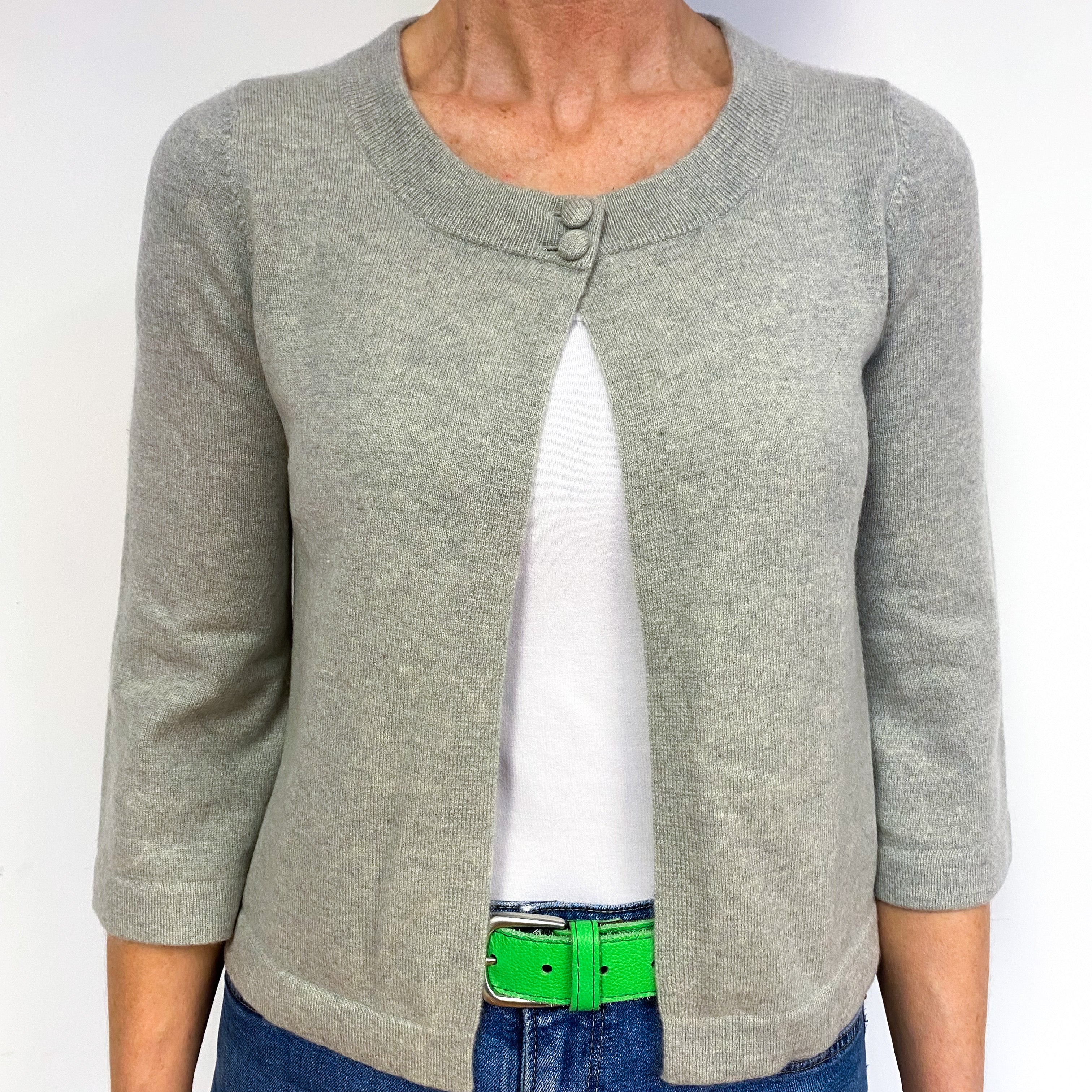 Pale Silver Grey Cashmere Cardigan Medium