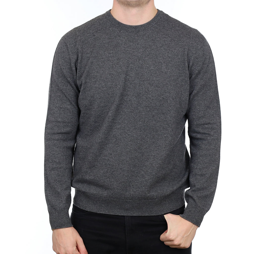 Men’s Brand New Scottish Granite Grey Cashmere Crew Neck Jumper XL
