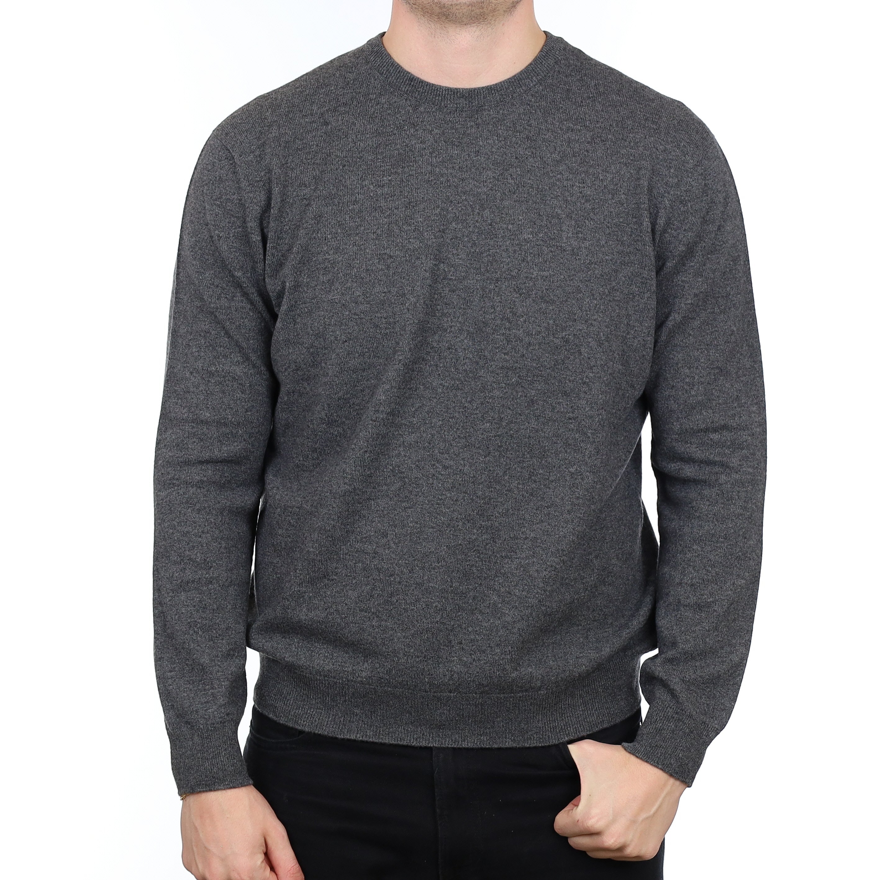 Men’s Brand New Scottish Granite Grey Cashmere Crew Neck Jumper XL
