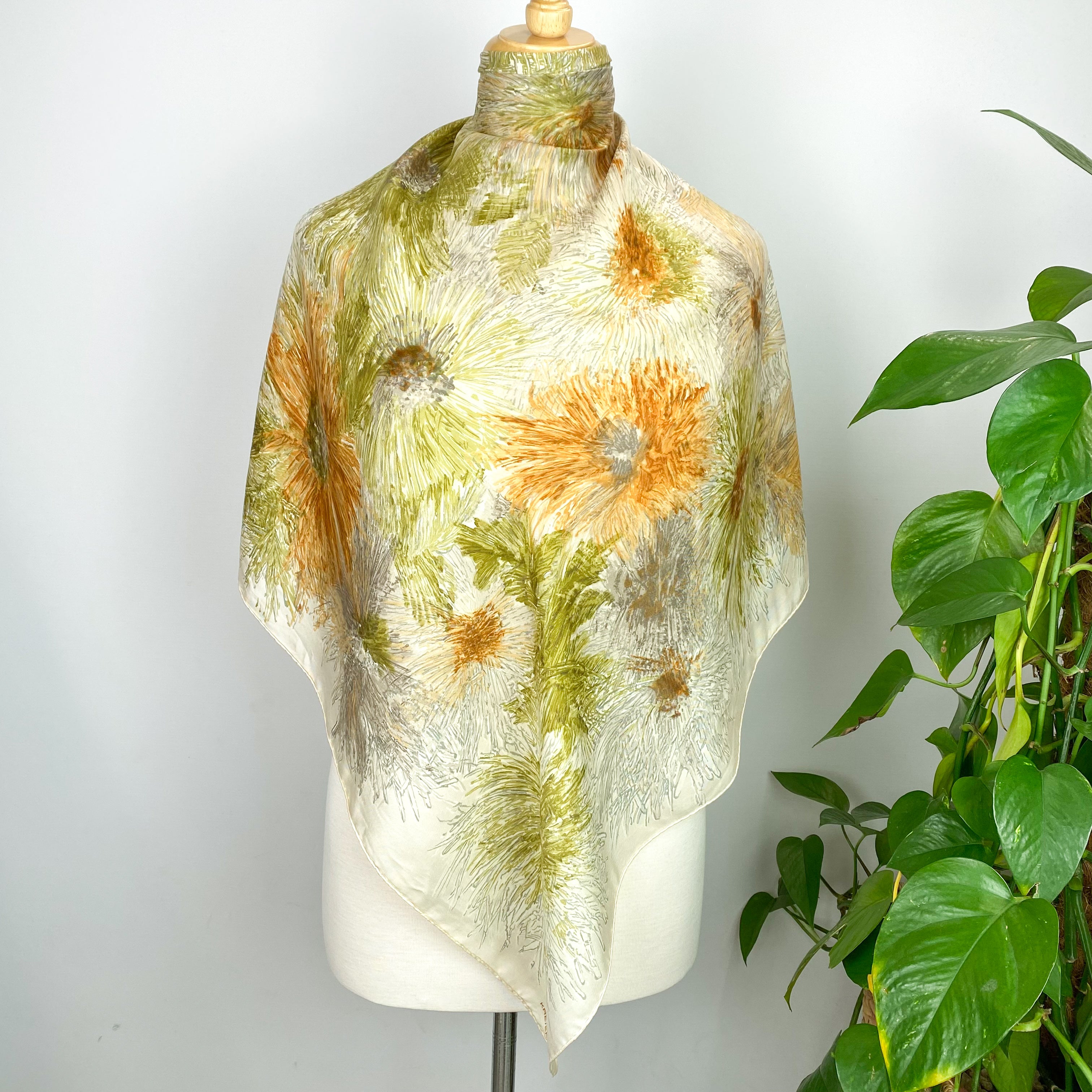 1960s Kreier Floral Vintage Silk Scarf