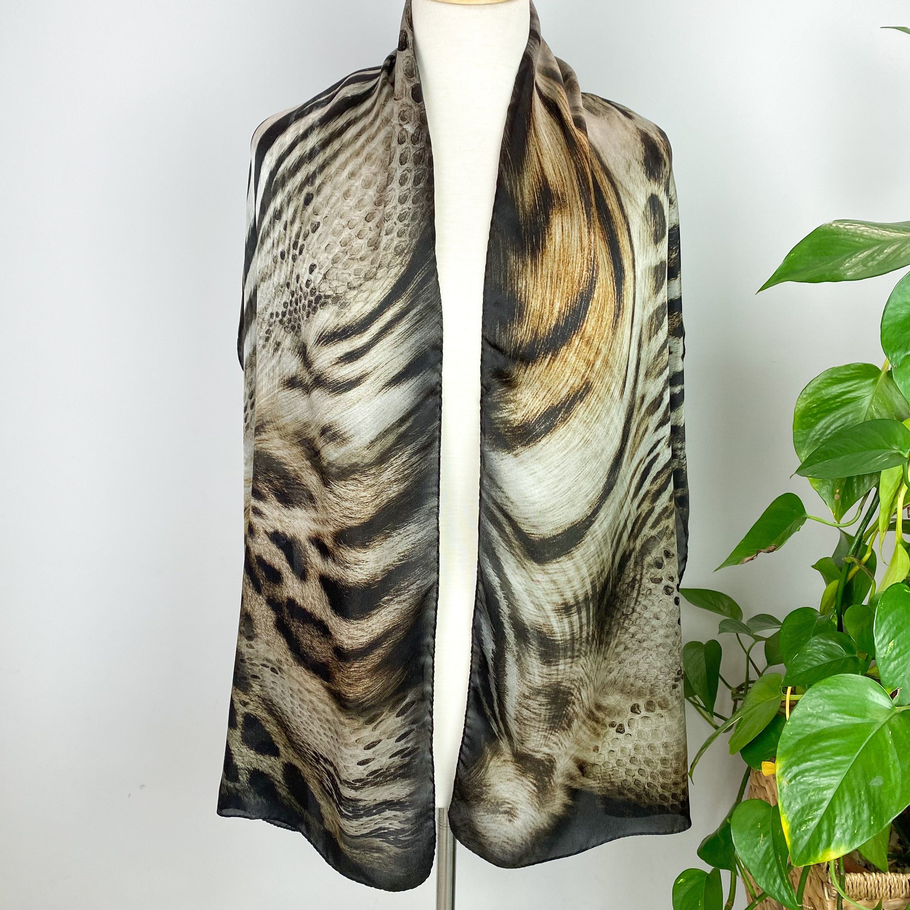 Jaeger Animal Print Long Silk Scarf