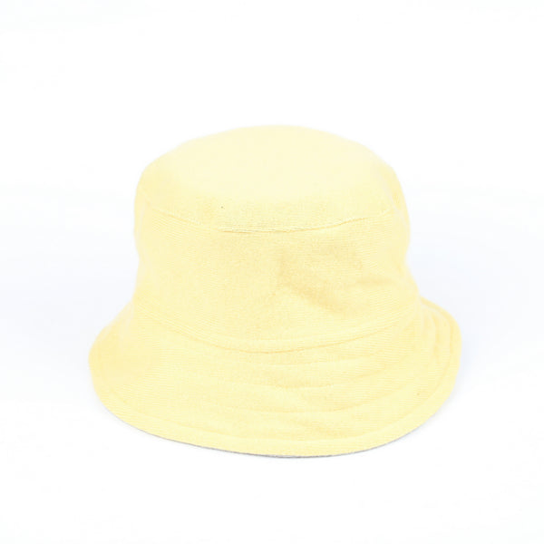 Custard Yellow and Grey Reversible Cashmere Bucket Hat Small