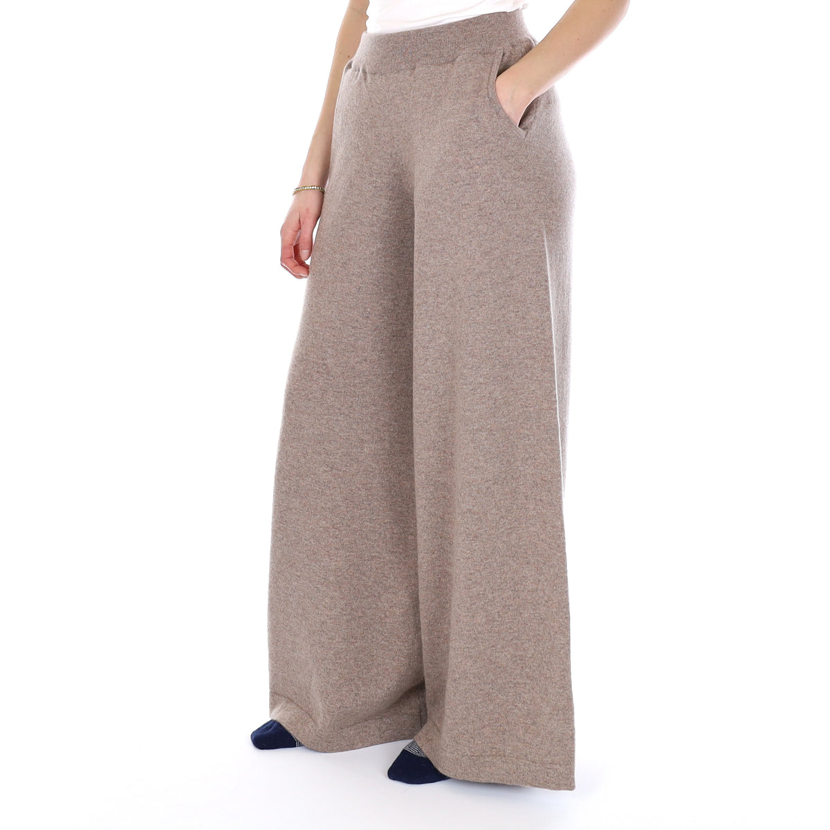 Brand New Scottish Mink Brown Cashmere Extra Wide Leg Lounge Pants Small