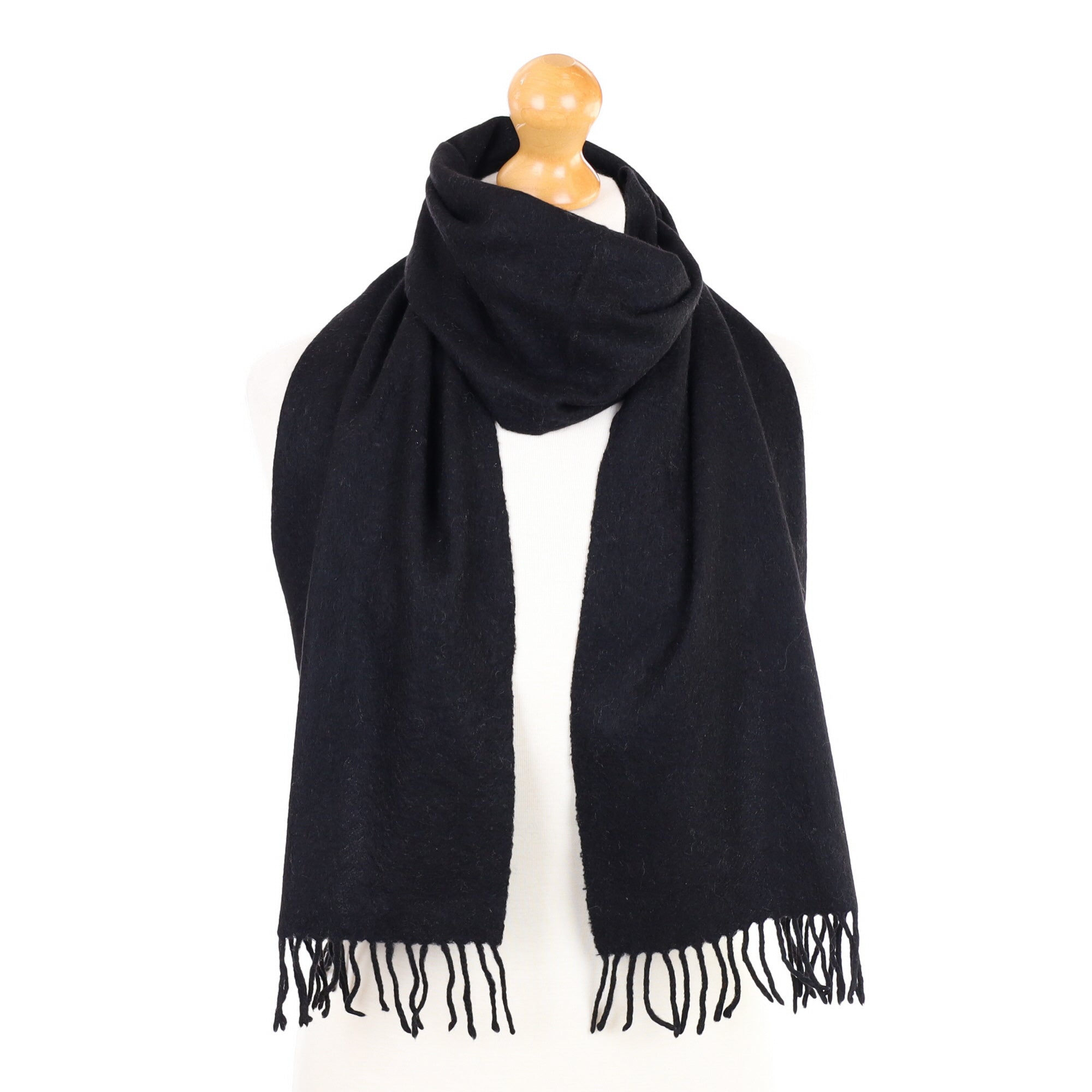 Black Fringed Cashmere Woven Scarf