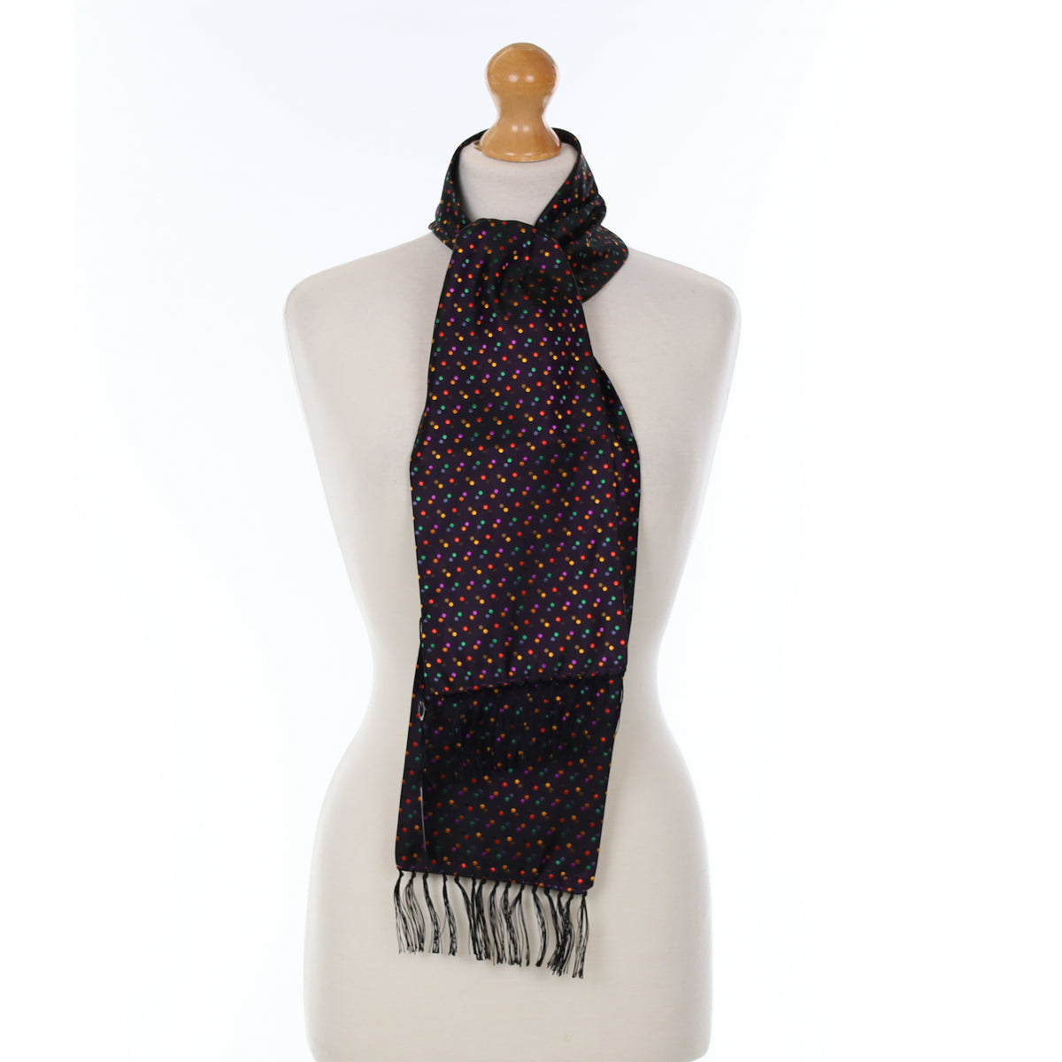 Brand New Boxed Duchamp Multicolour Polka Dot Silk Scarf