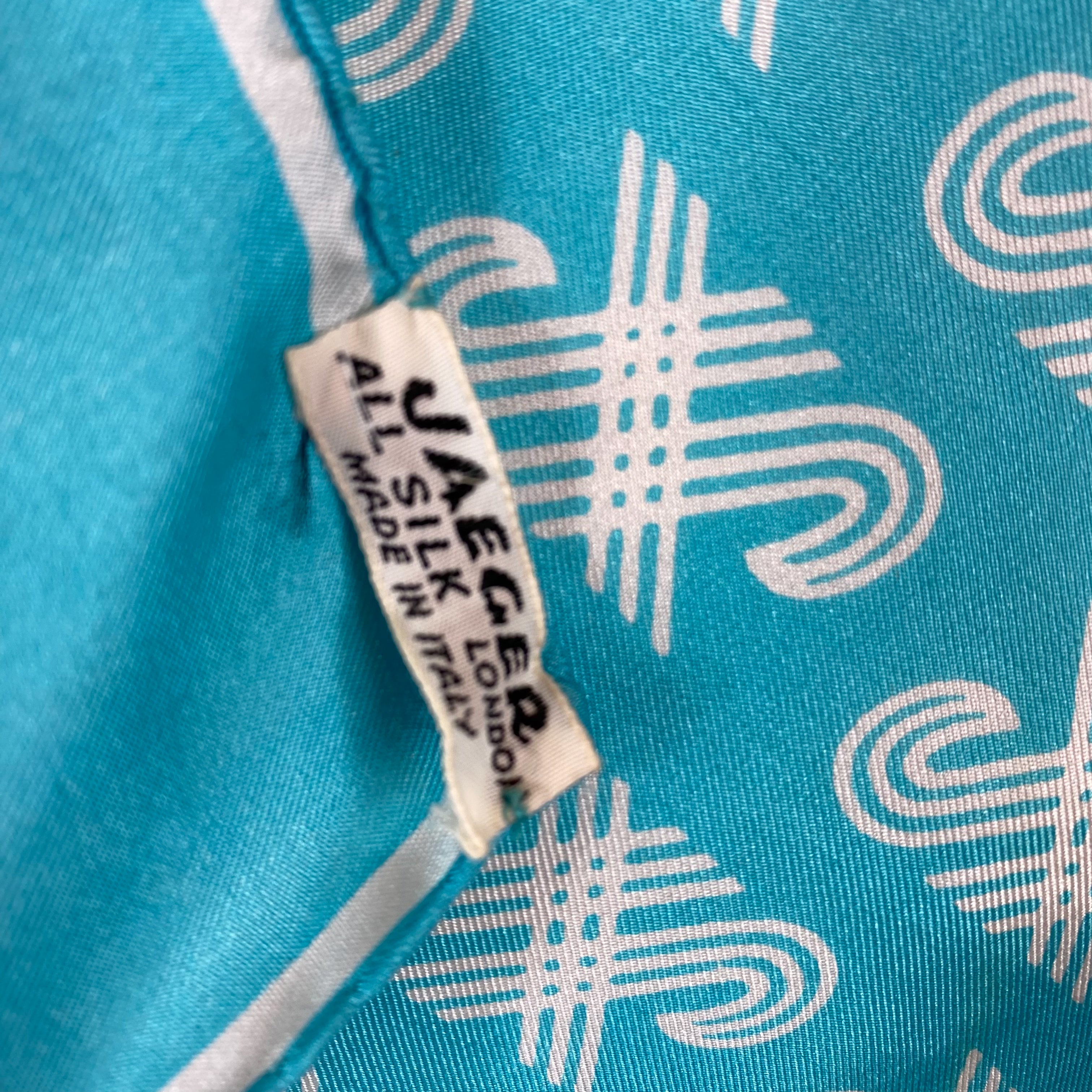 Turquoise Jaeger Vintage Silk Scarf