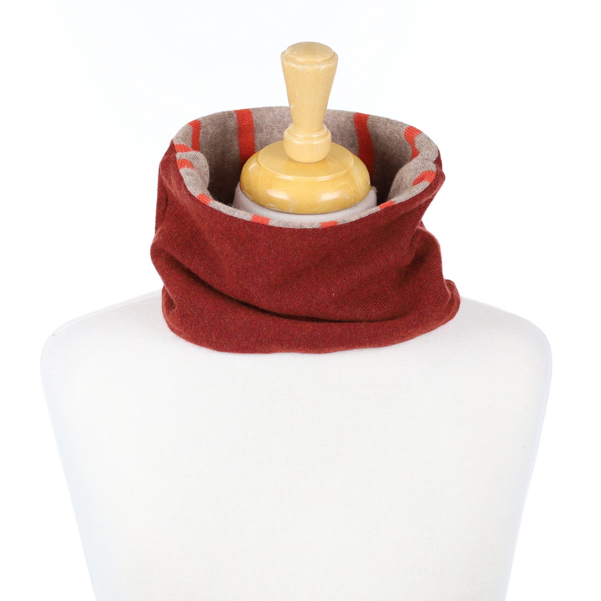 Paprika and Taupe Stripe Neck Warmer