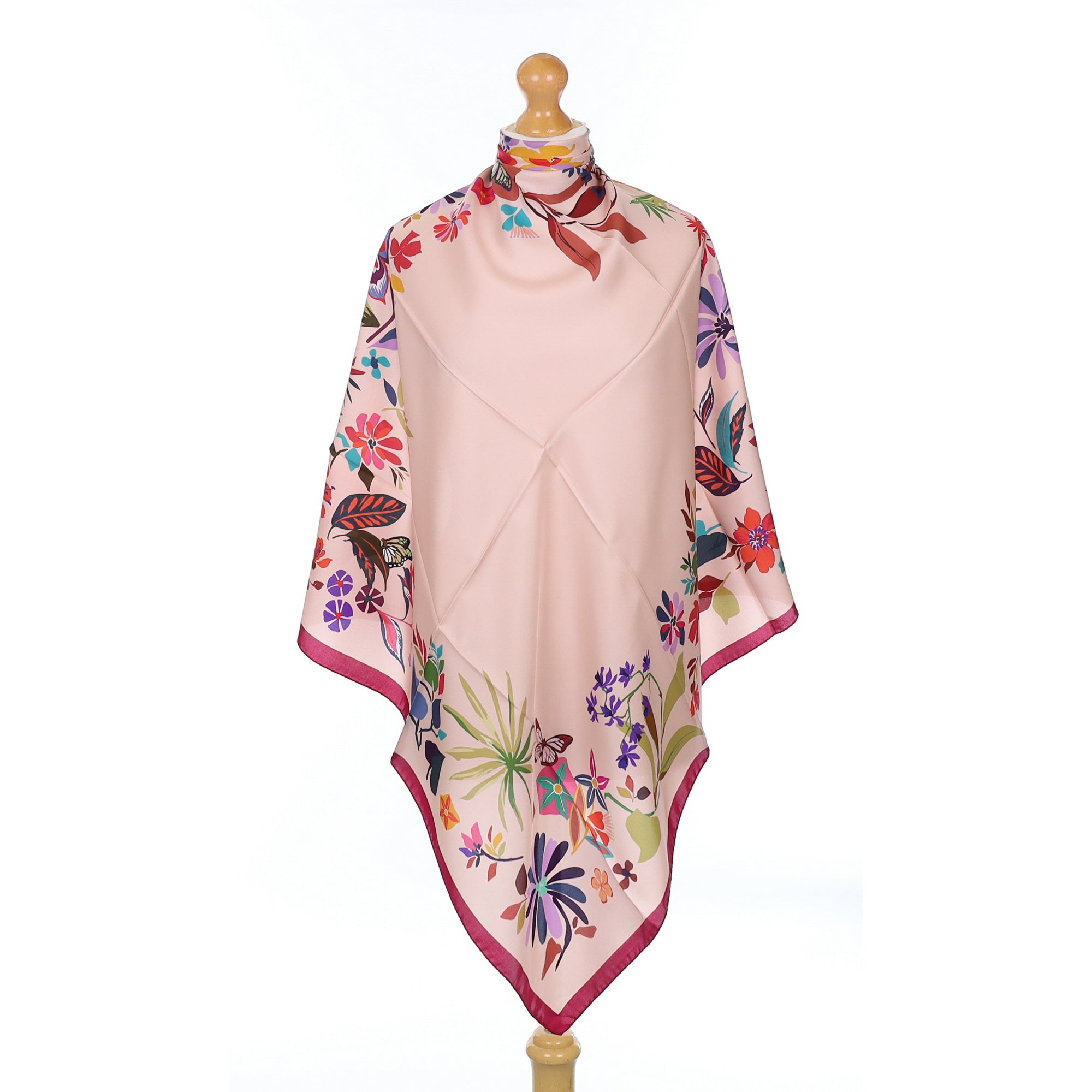 Brand New Italian Pink Floral Silk Scarf