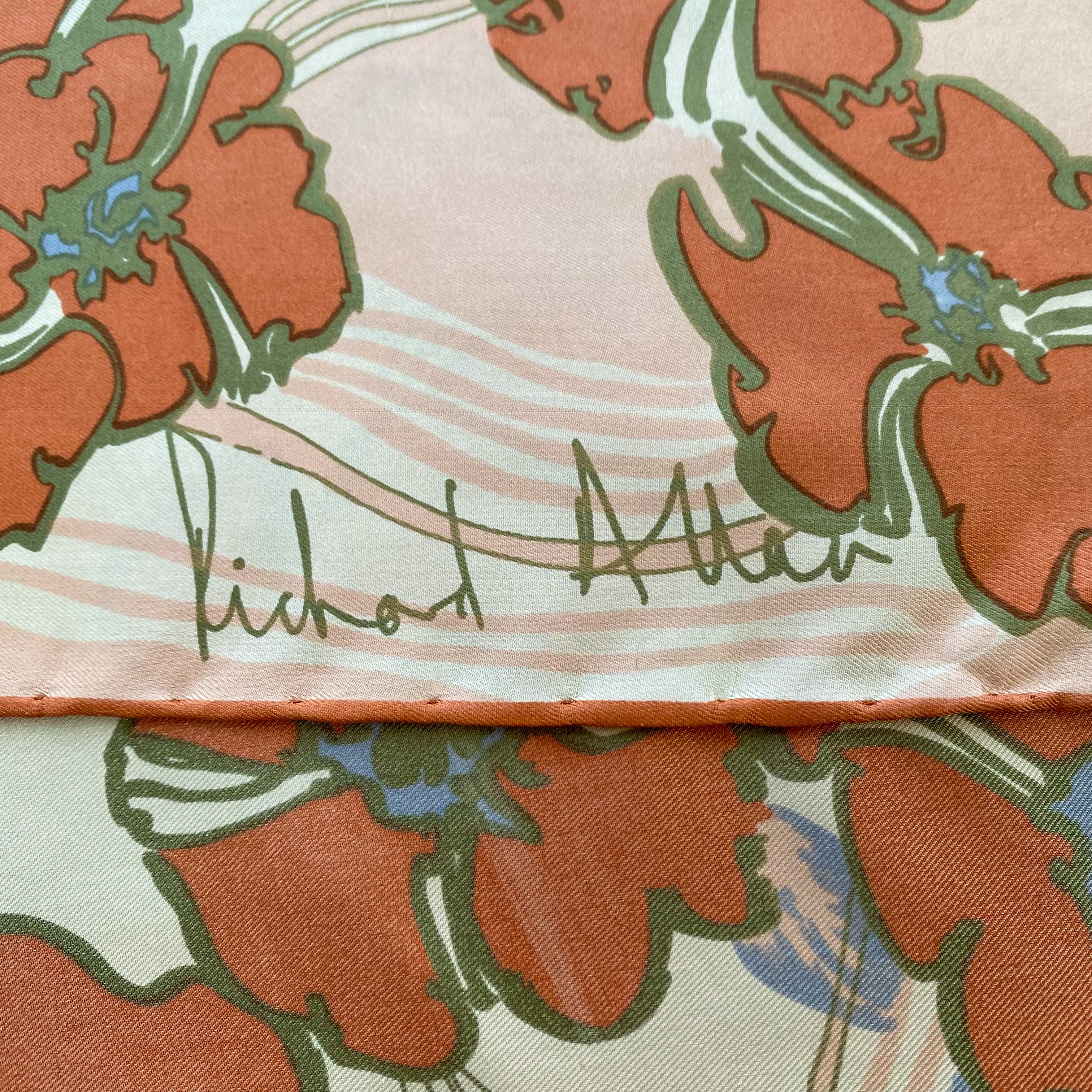 1970’s Richard Allan Abstract Floral Silk Scarf