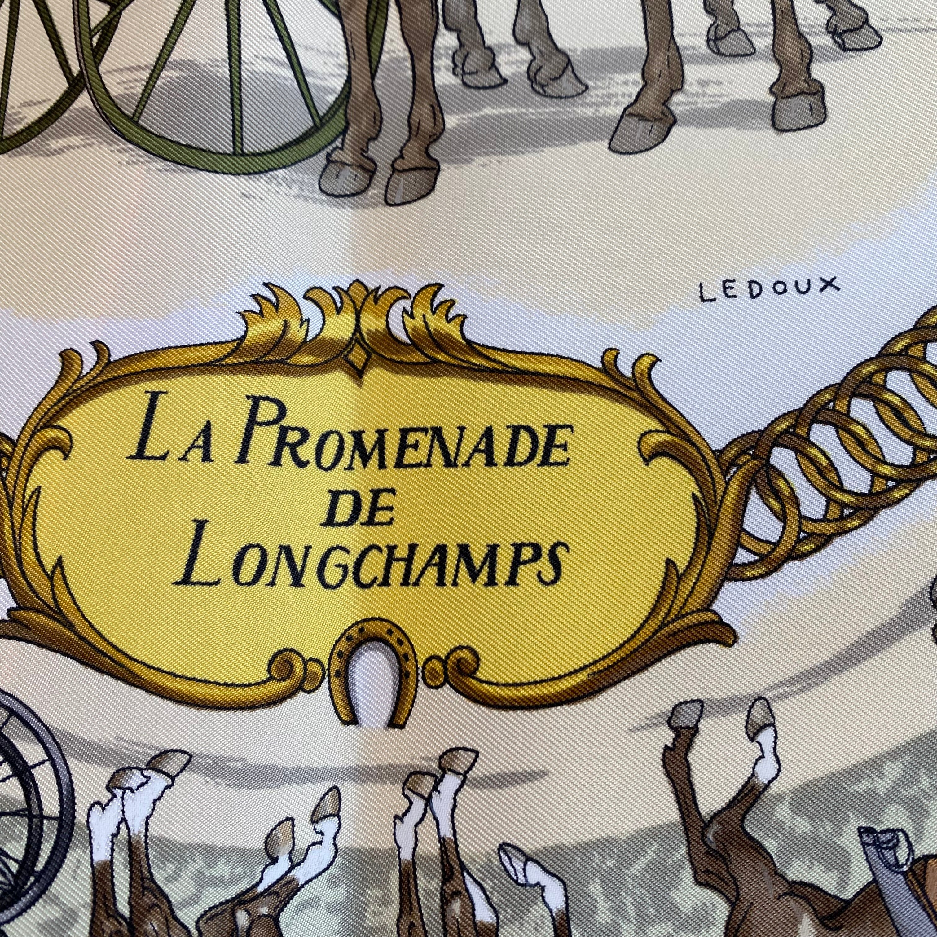 Brand New Boxed Hermès La Promenade de Longchamps Silk Scarf