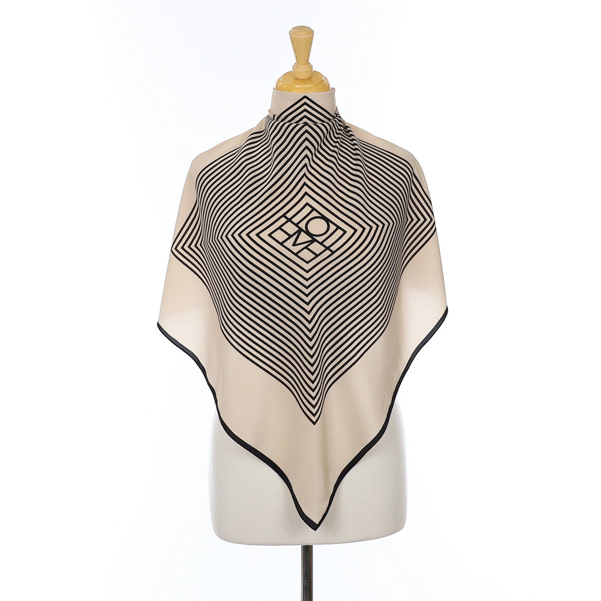Toteme Geometric Black and Creme Silk Scarf