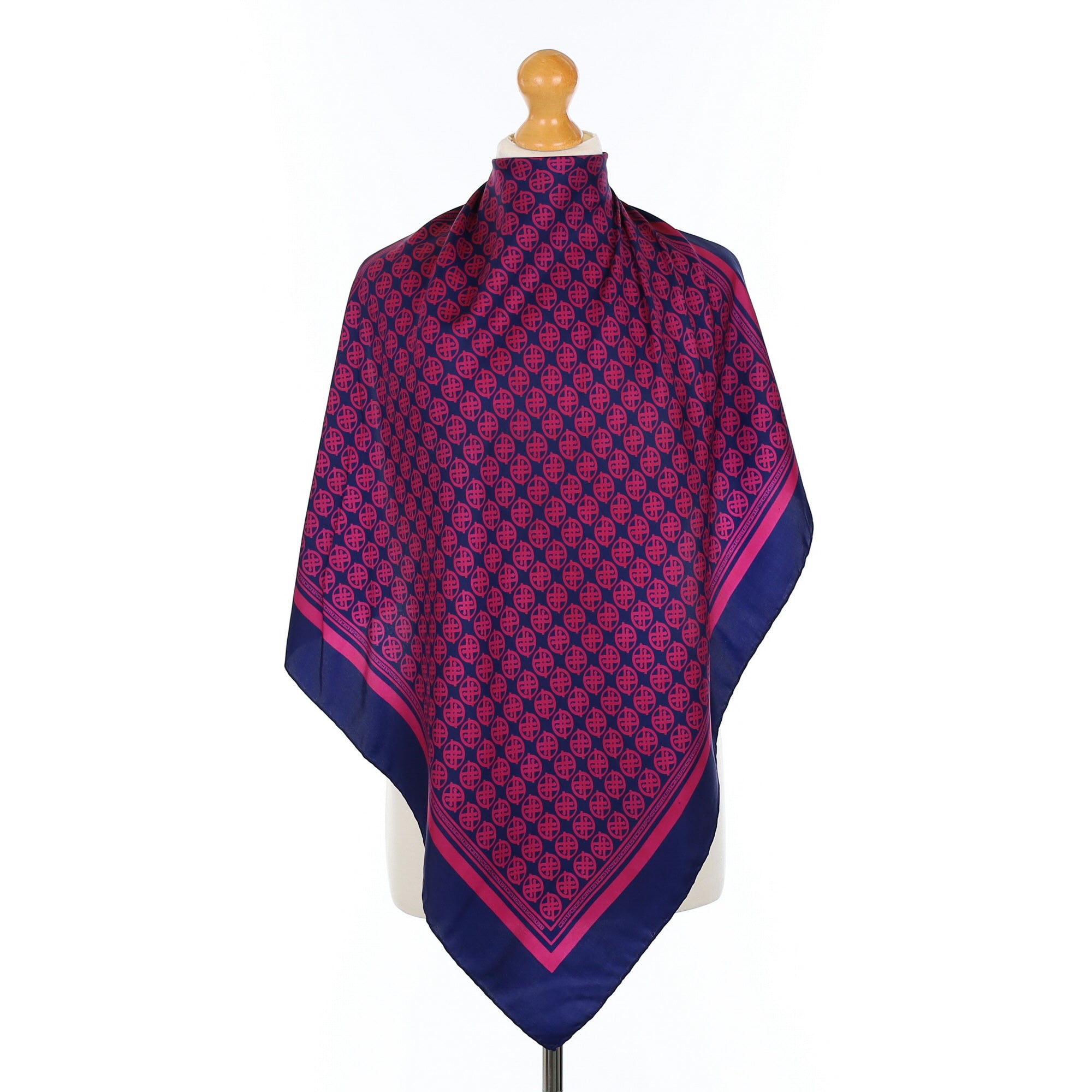 Richard Allan Navy Blue and Pink Vintage Silk Scarf