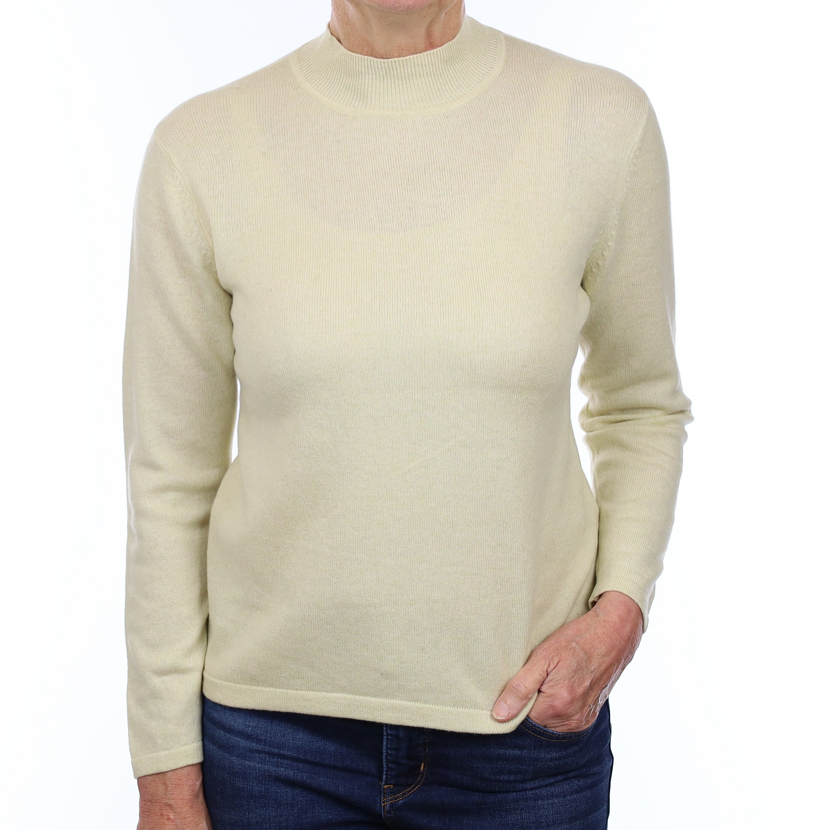 Palest Lime Green Cashmere Turtle Neck Jumper Medium