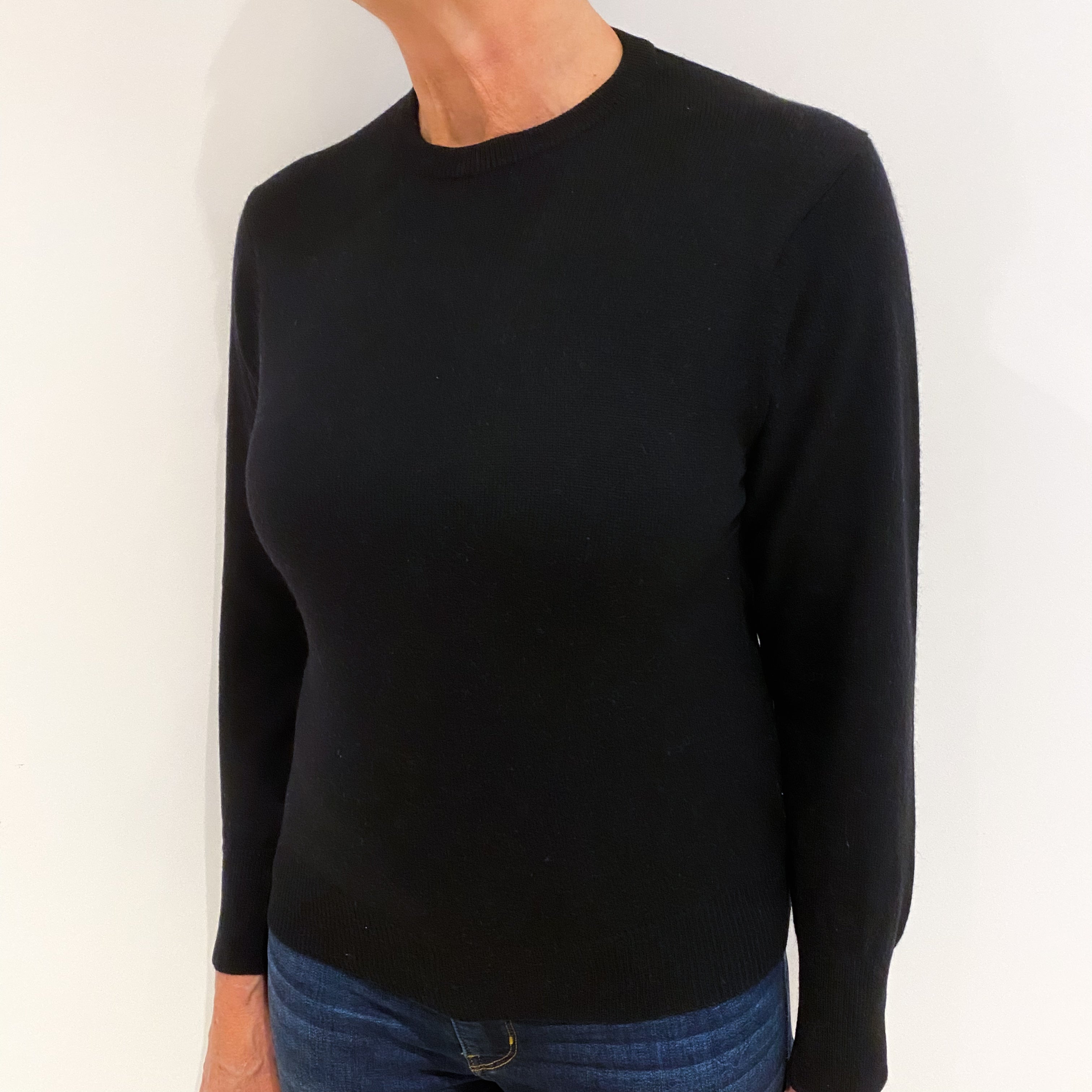 Black Cashmere Crew Neck Jumper Medium