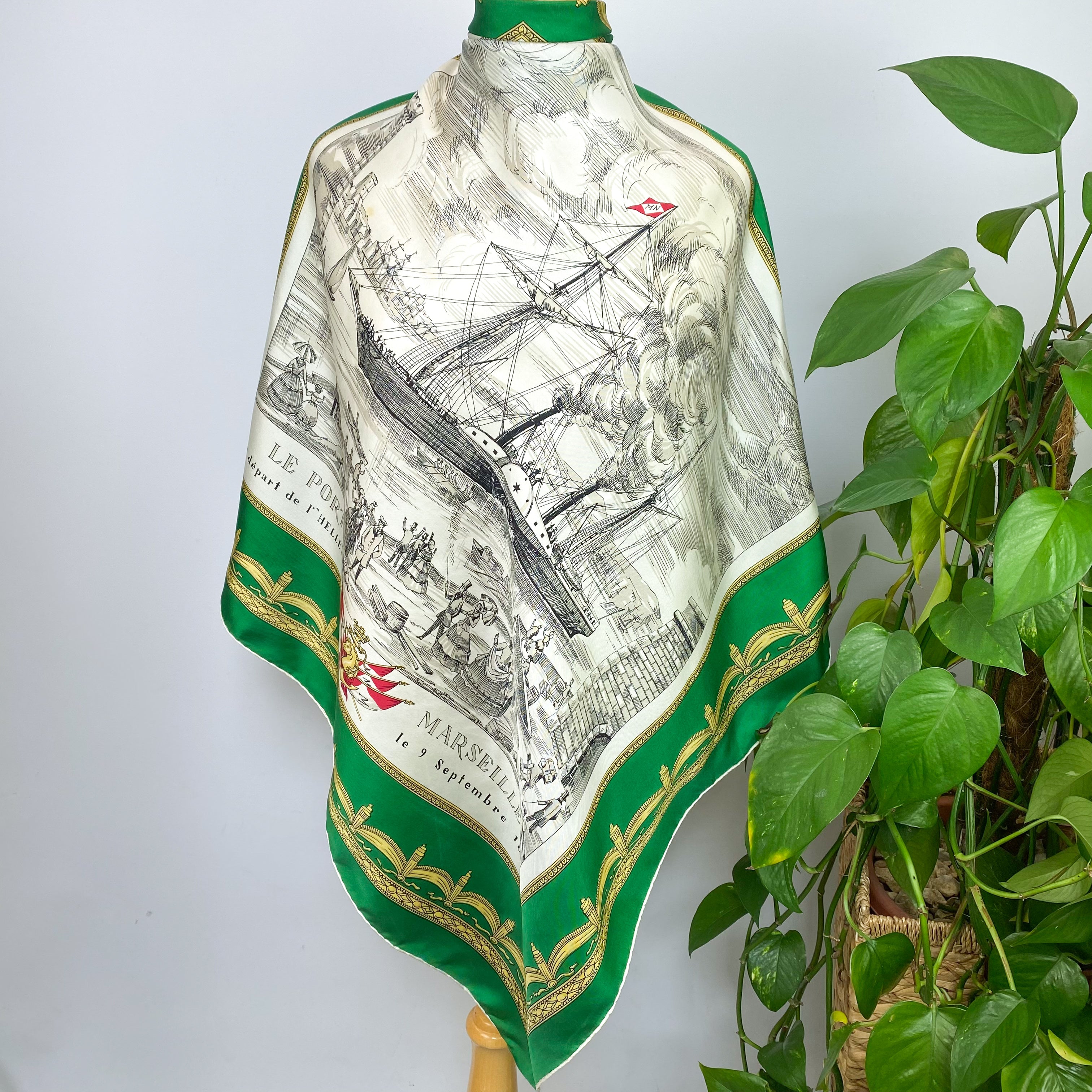Immaculate French Marseille Vintage Silk Scarf