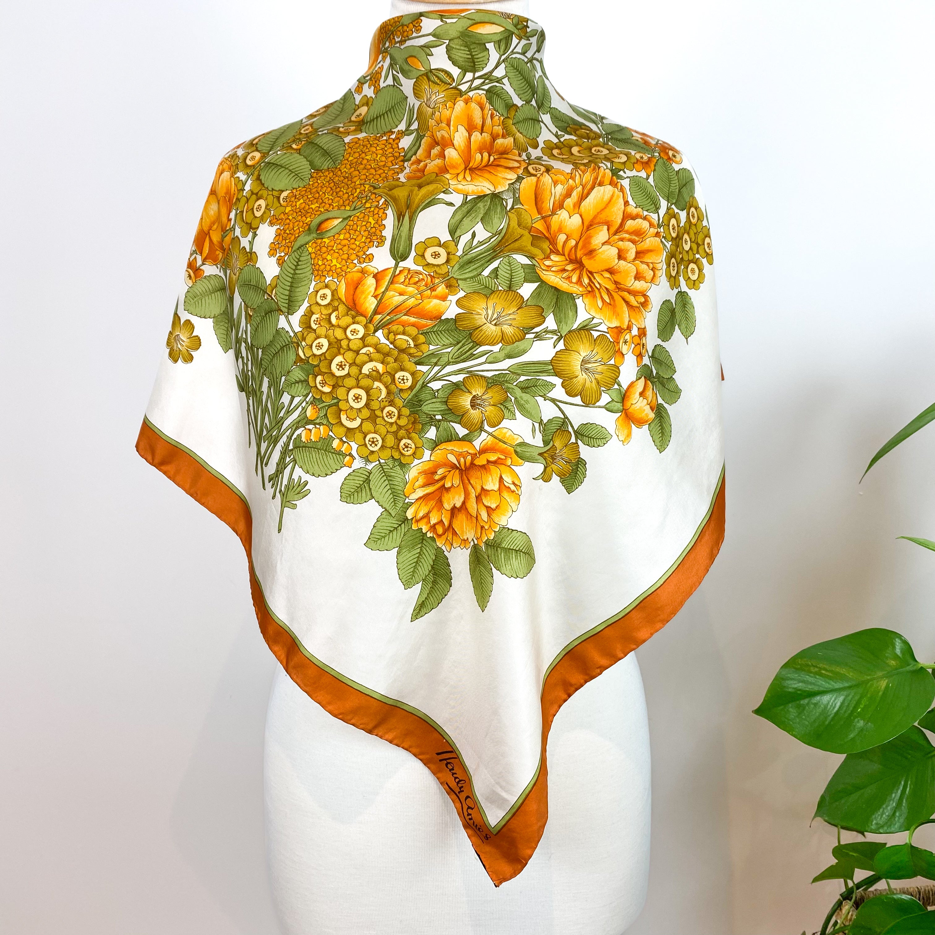1960s Italian Floral Vintage Silk Scarf