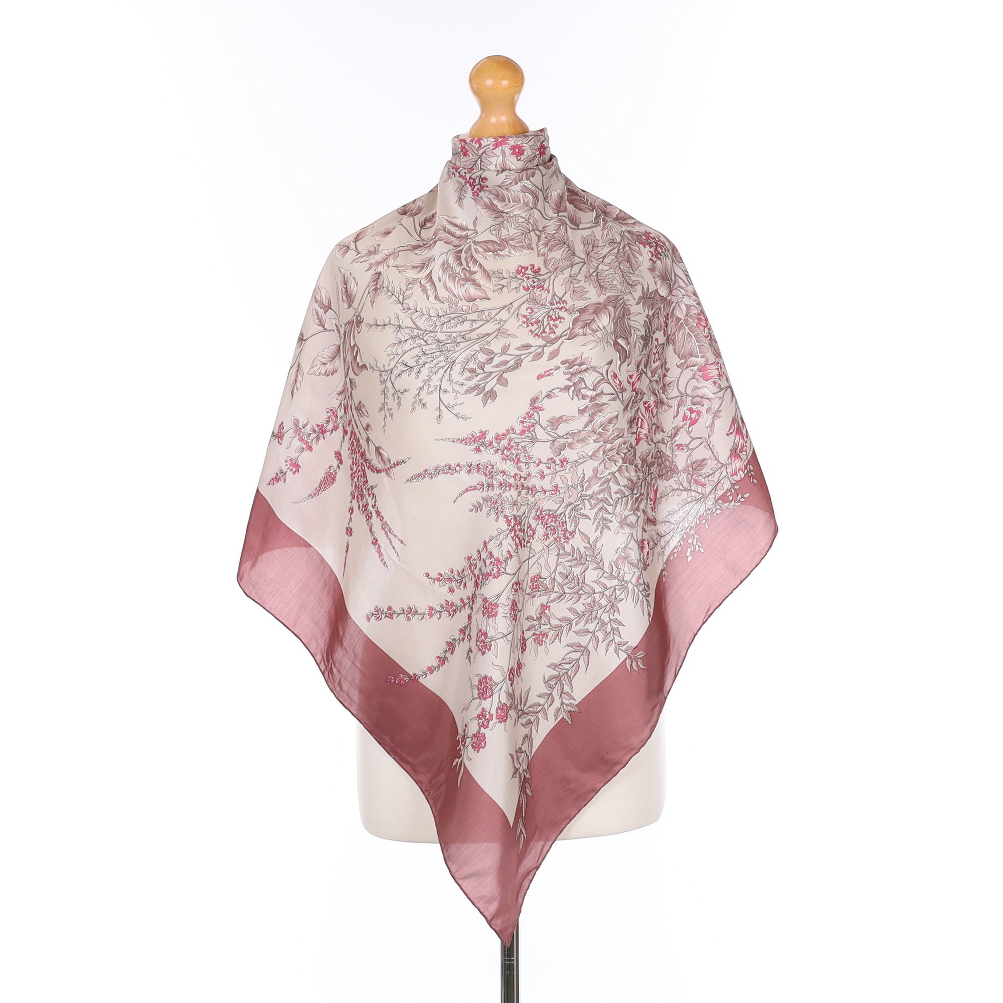 Pink Floral Vintage Silk Scarf
