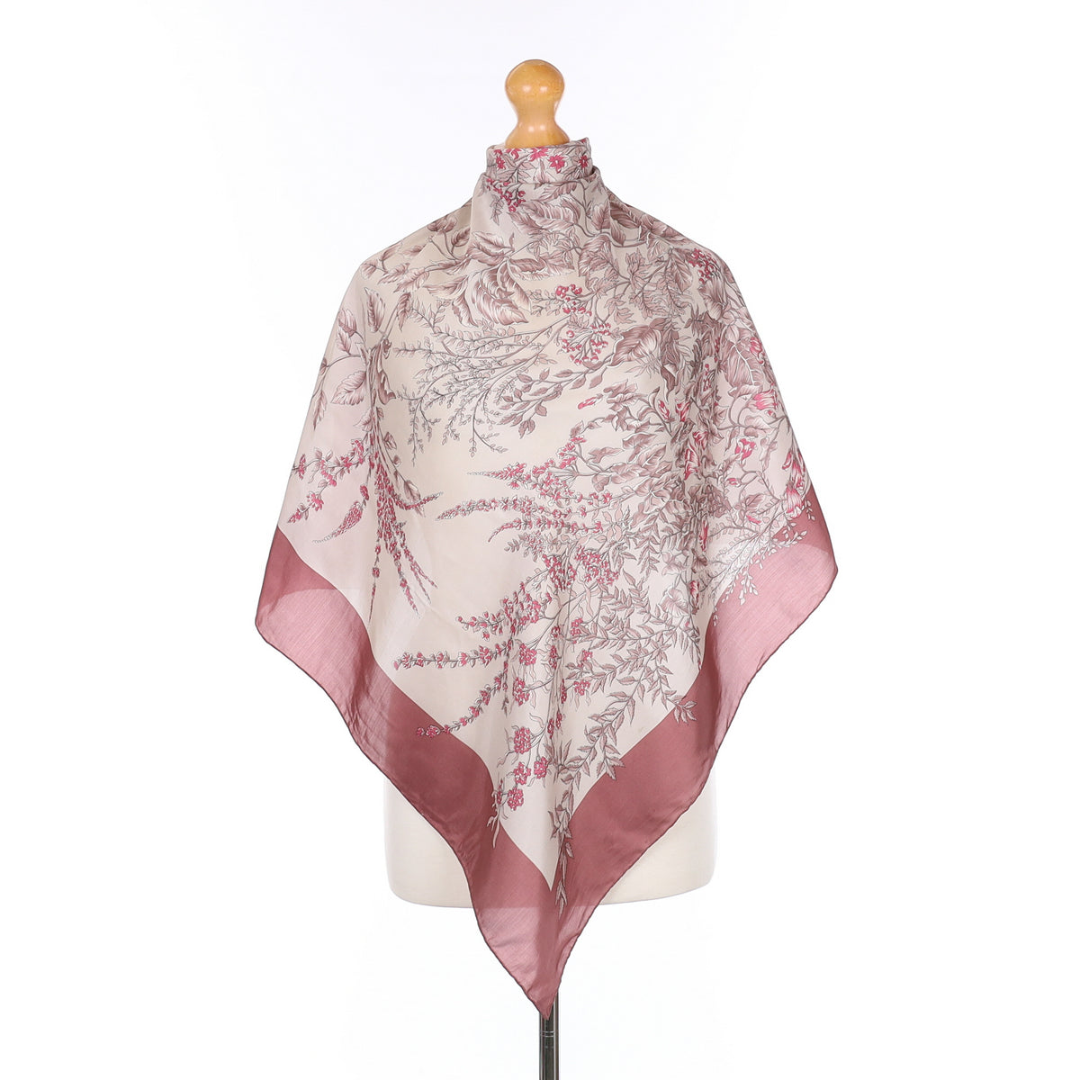 Pink Floral Vintage Silk Scarf