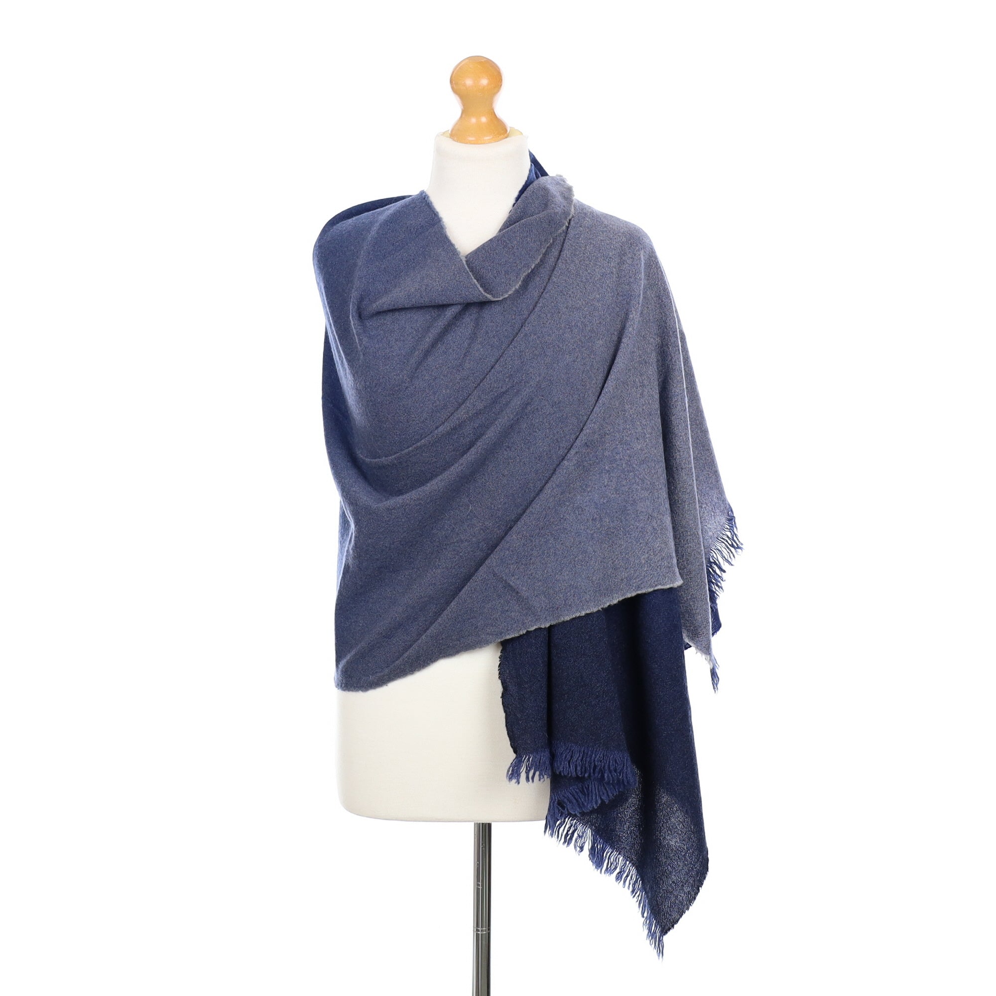 Scottish Just William Denim Blue Ombré Woven Cashmere Wrap