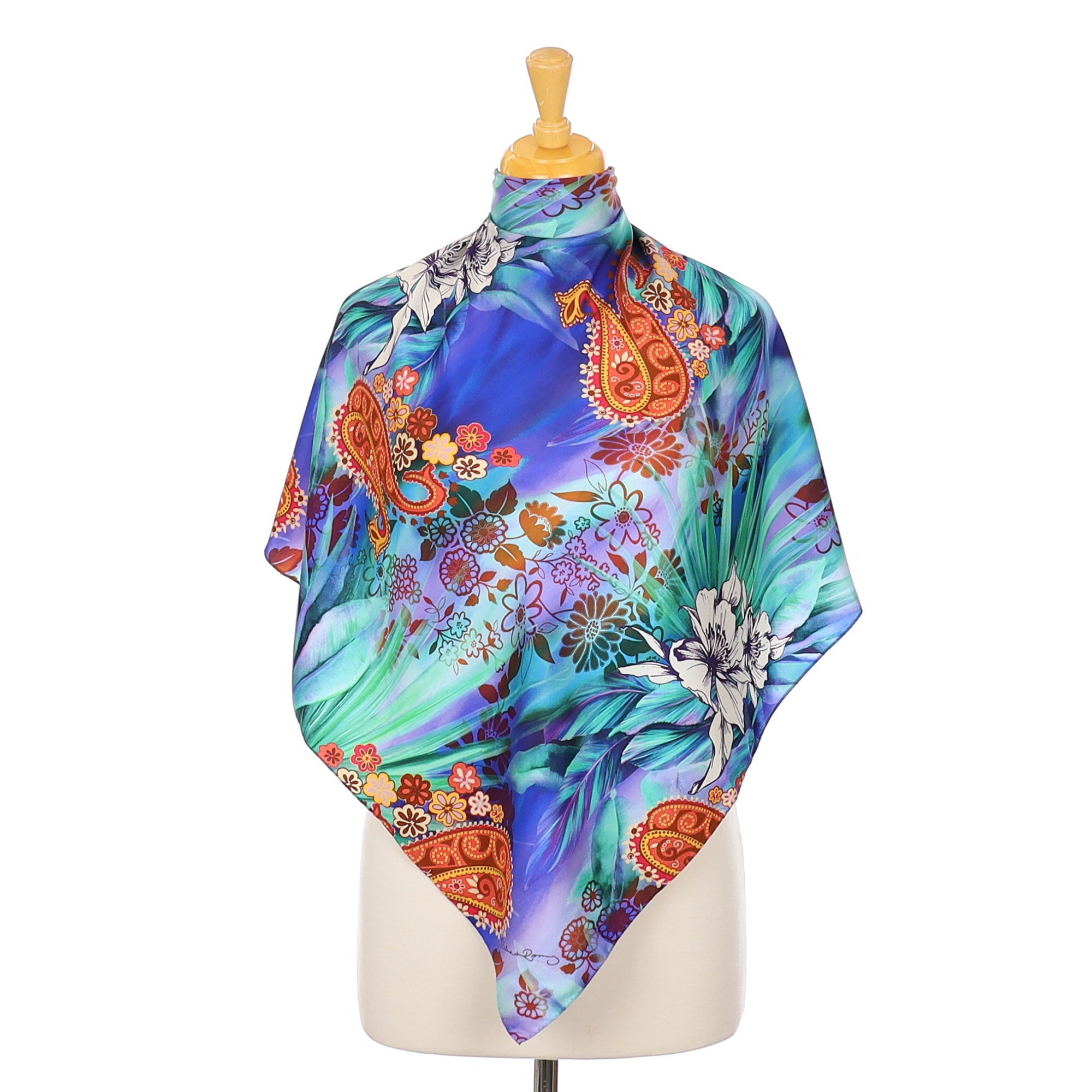 Clelia & Romy Colourful Abstract Silk Scarf