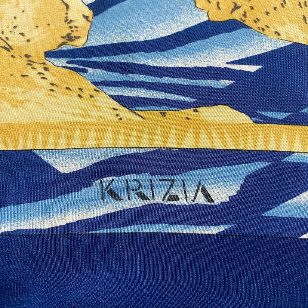 Leopard and Blue Abstract Silk Scarf