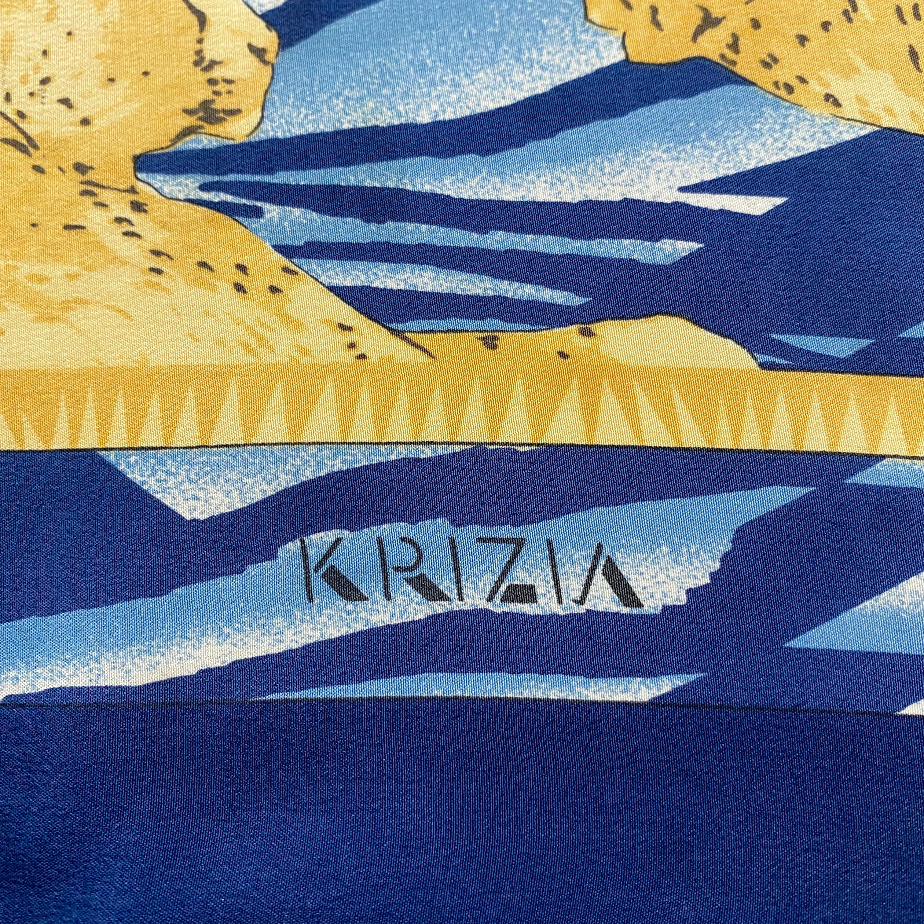Leopard and Blue Abstract Silk Scarf
