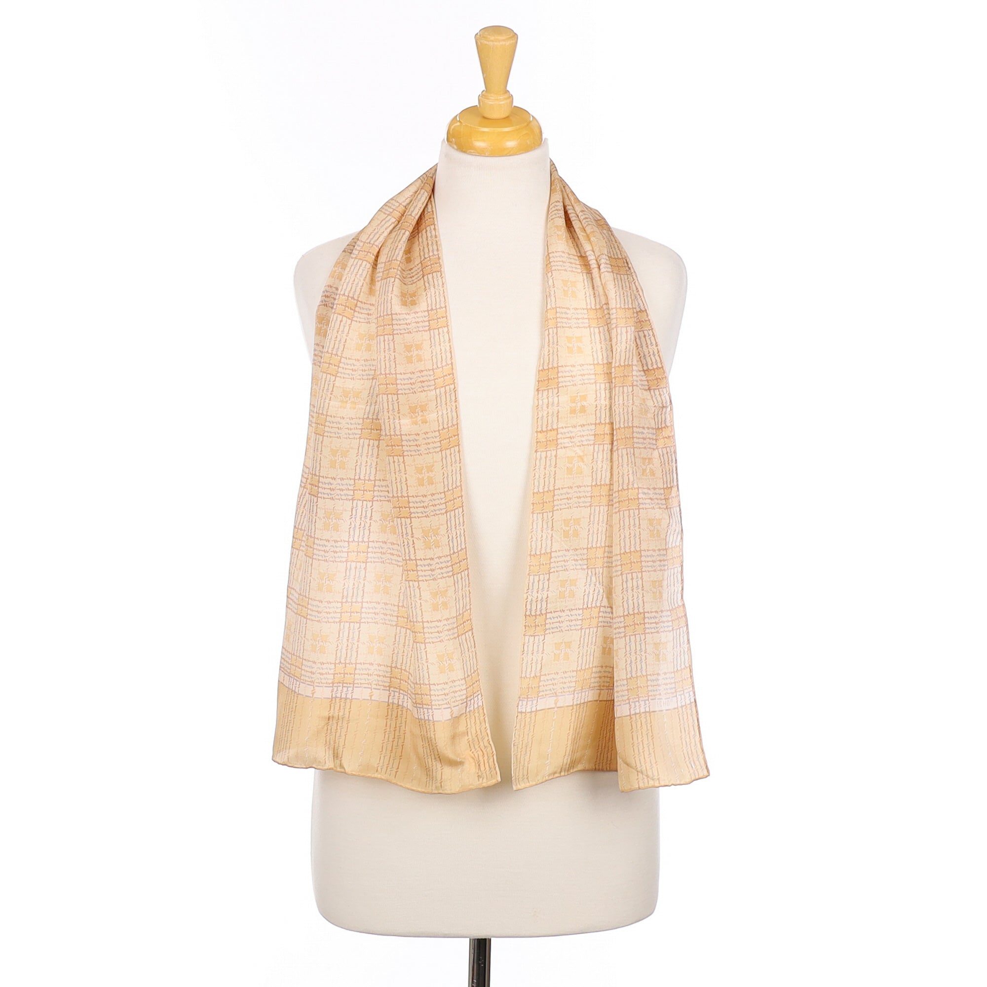Vintage Echo Pale Checked Silk Scarf