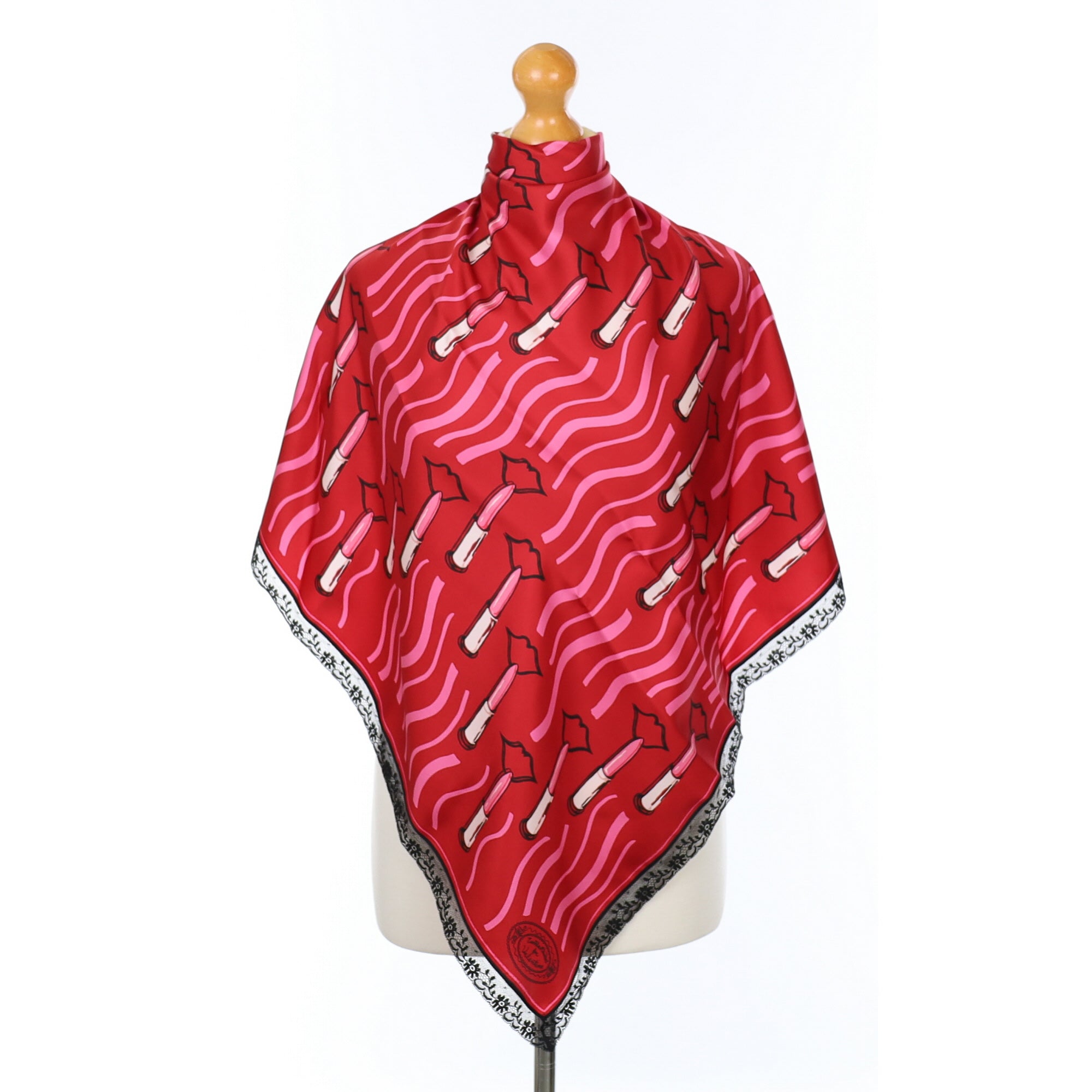 Boxed Zandra Rhodes/Valentino Red Lipstick Silk Scarf
