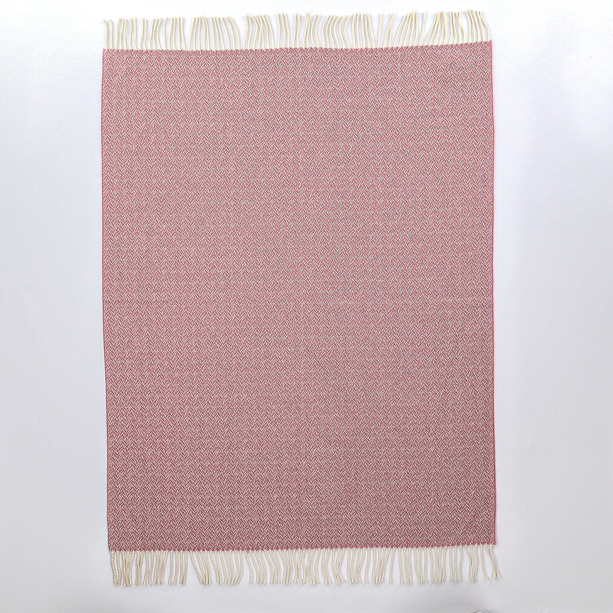 Brand New English Blush Pink Patterned Luxury Woven Cashmere Cot Blanket