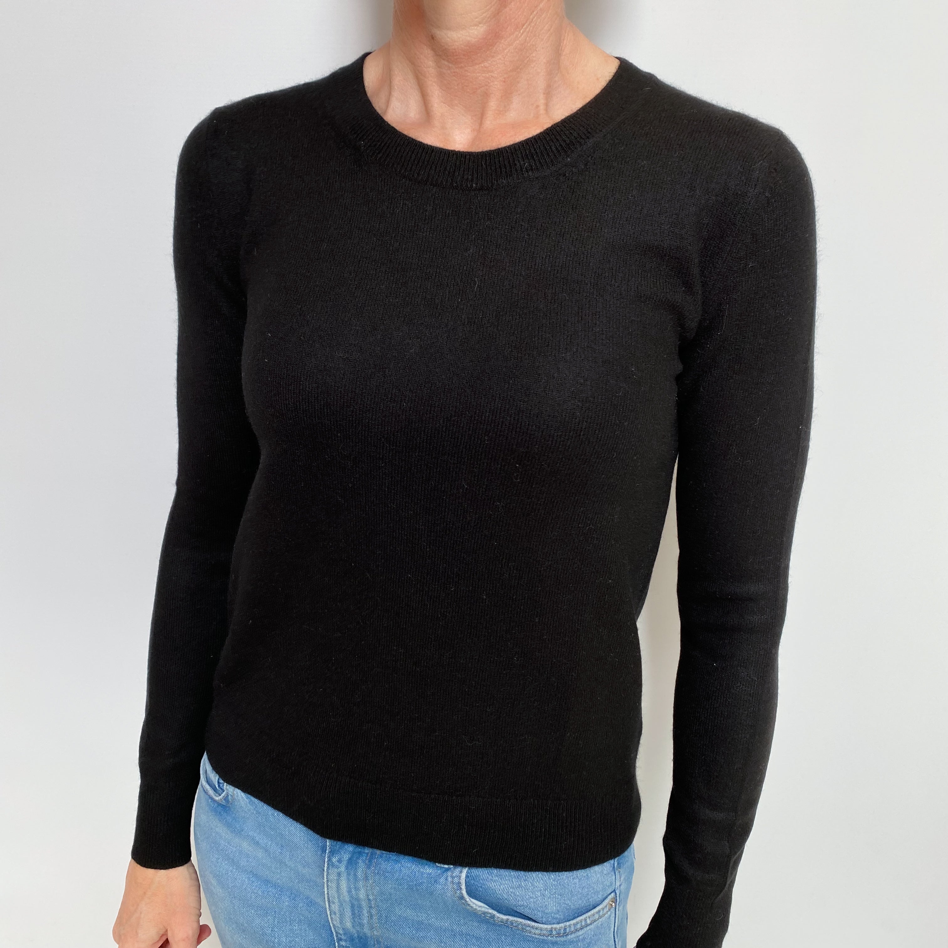 Black Cashmere Crew Neck Jumper Small