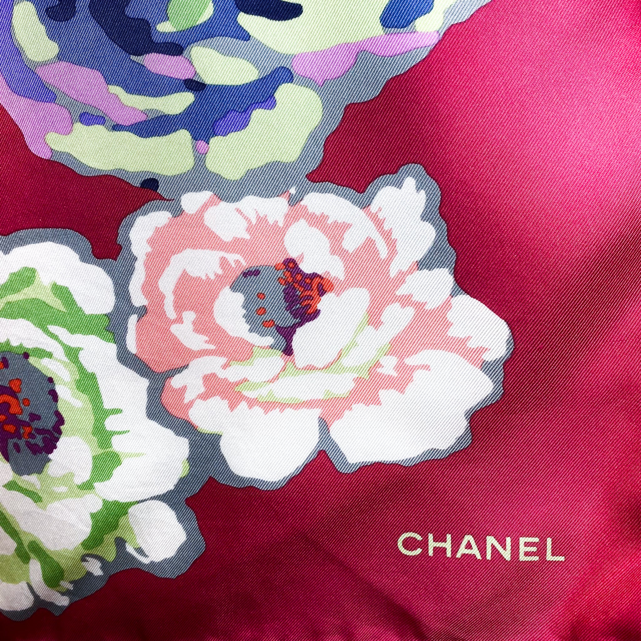 Immaculate Boxed Chanel Floral Designer Silk Scarf