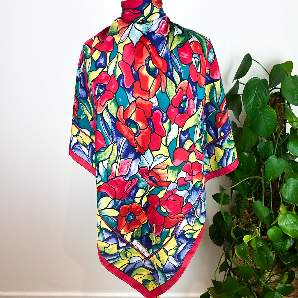 Colourful Floral Vintage Silk Scarf