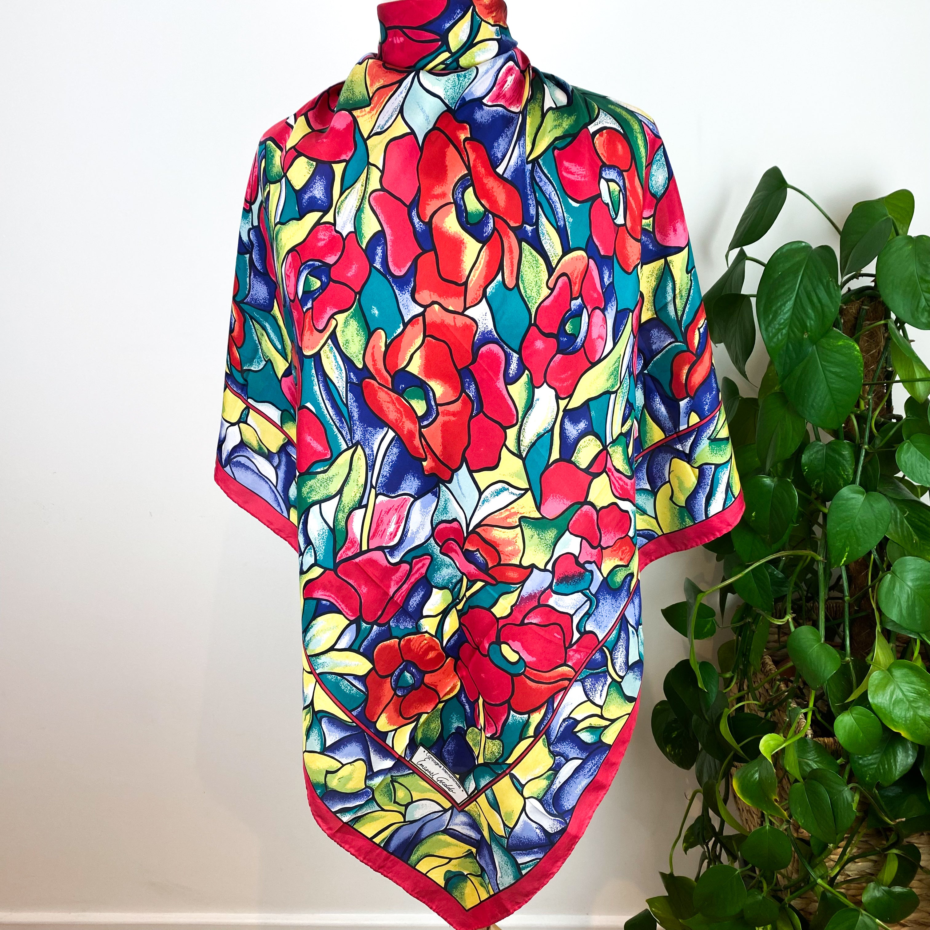 Colourful Floral Vintage Silk Scarf