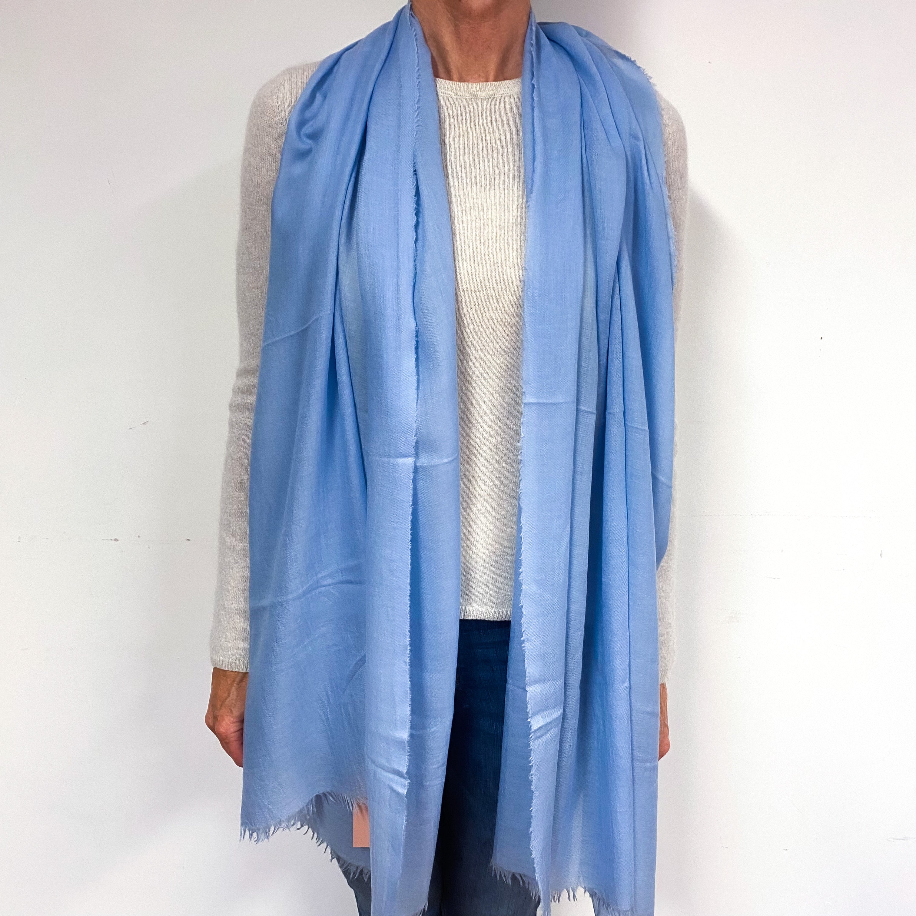Powder Blue Fine Knit Woven Wrap