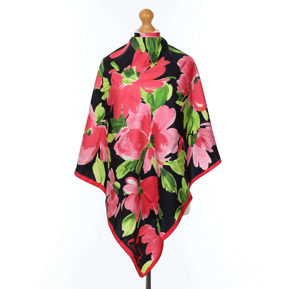 Moschino Pink Artistic Floral Silk Scarf
