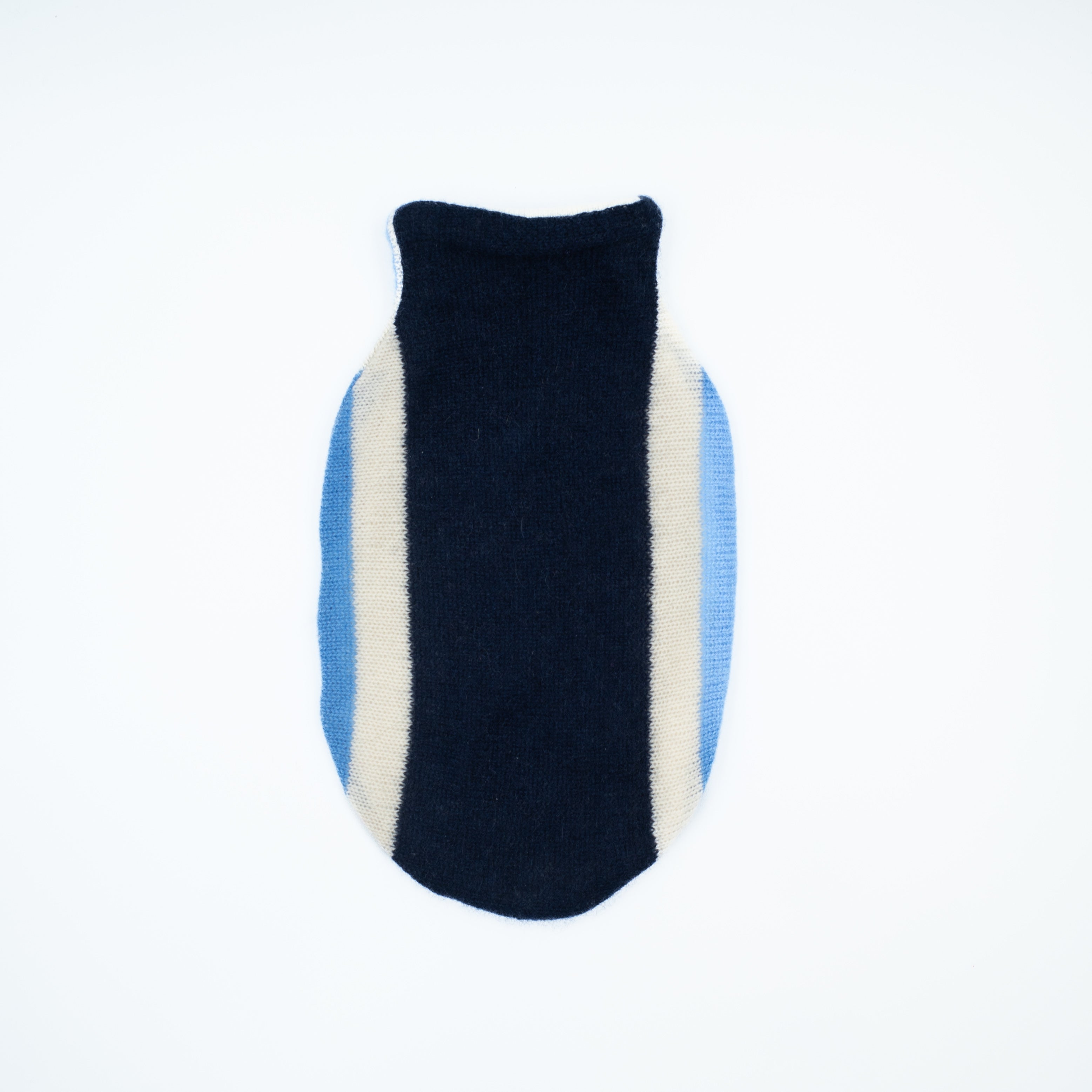 Blue and Cream Striped Cashmere Small Hot Water Bottle