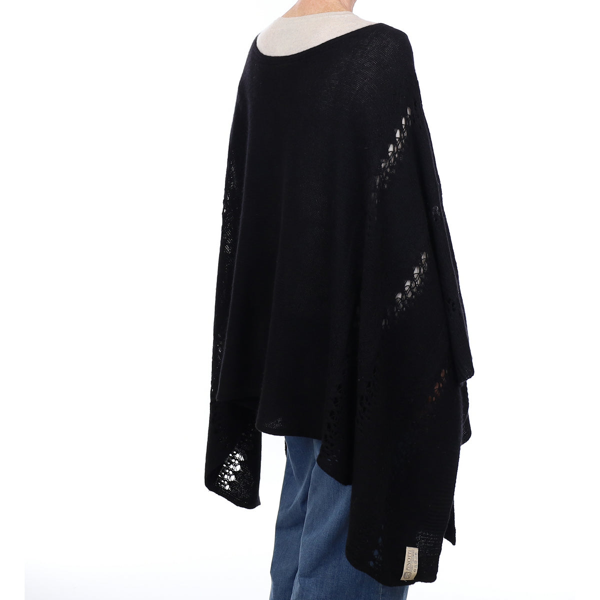 Black Cashmere Lace Knit Poncho Size M-XL