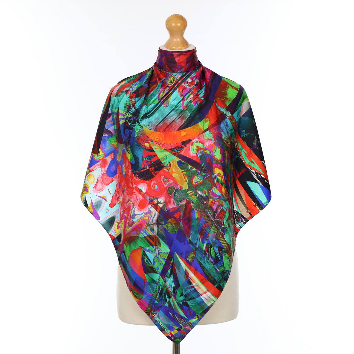 Lorenzo Vittani Colourful Abstract Silk Scarf