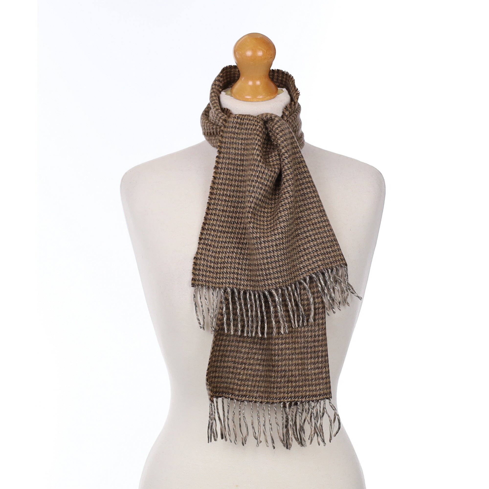 Brown Patterned Cashmere Woven Scarf