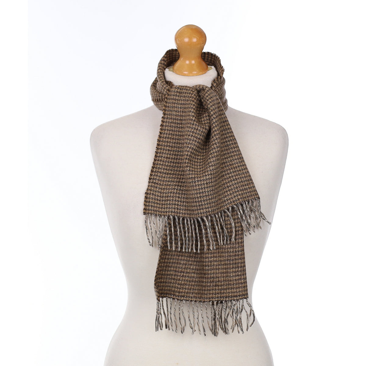 Brown Patterned Cashmere Woven Scarf