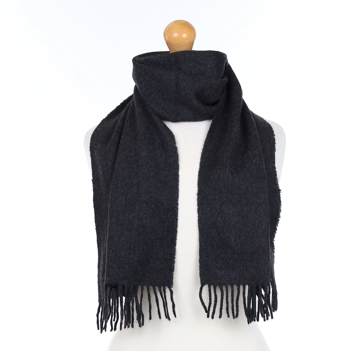 Darkest Charcoal Cashmere Woven Scarf