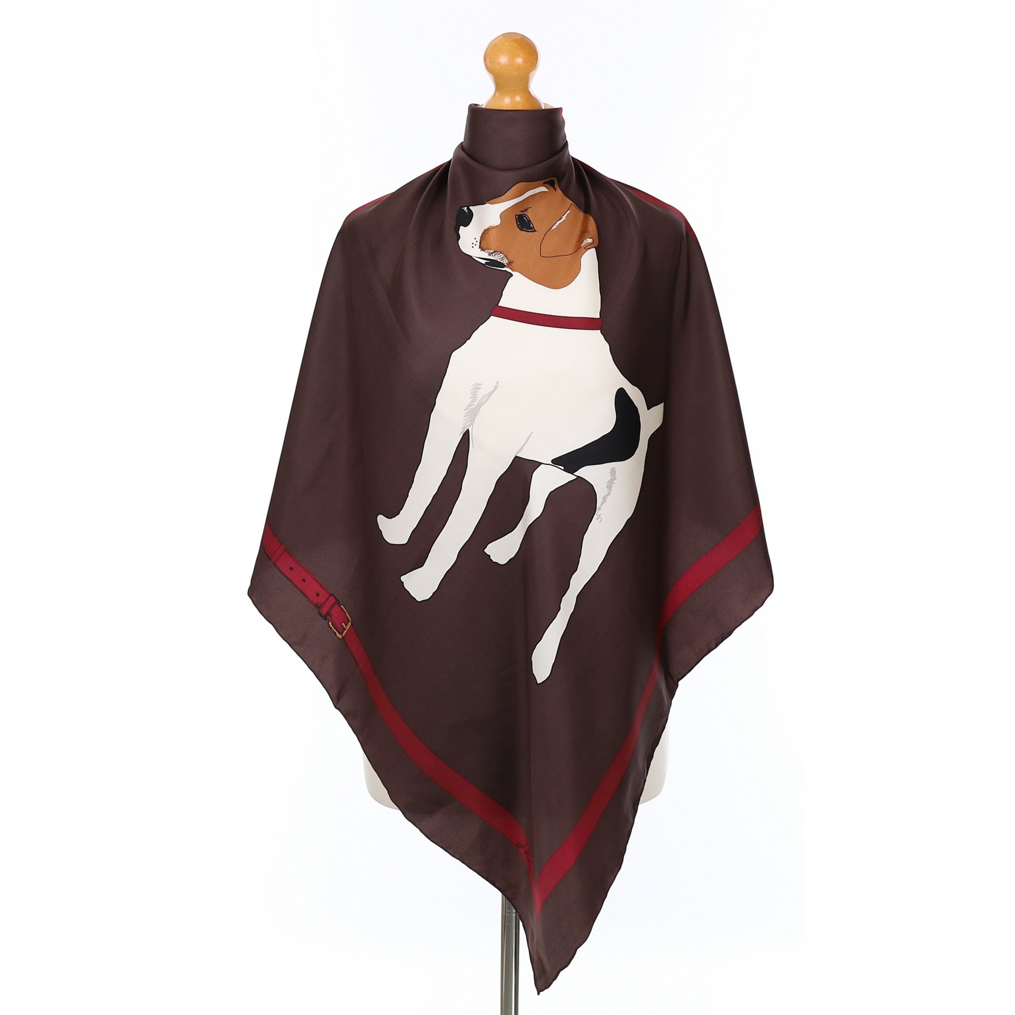 Tom Joule Dog Icon Brown Silk Scarf