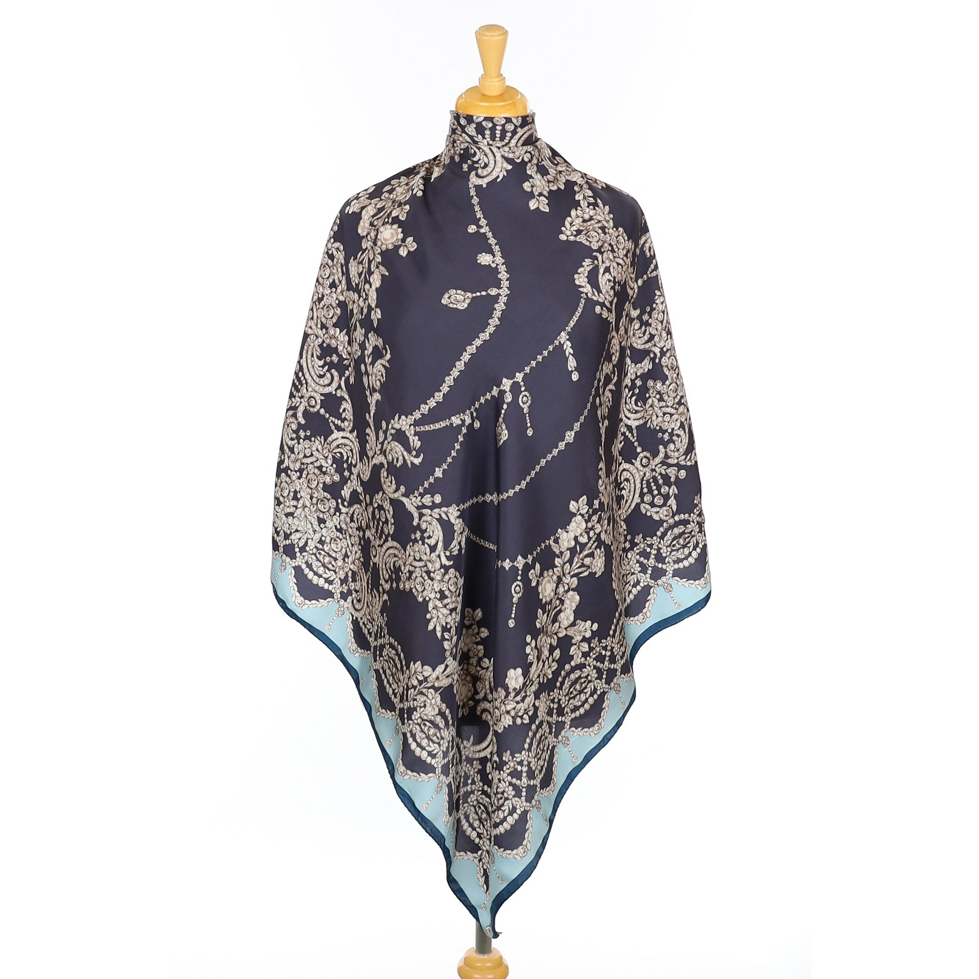 Daks Diamond Design Blue Silk Scarf